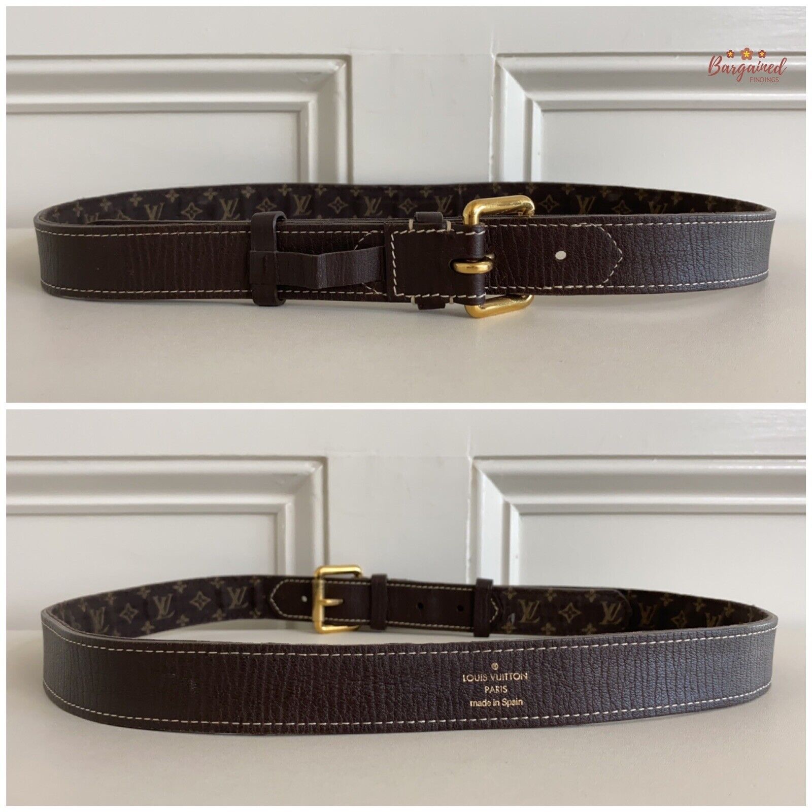 Louis Vuitton Louis Vuitton Monogram Mini Lin Canvas Leather Buckle Belt Size 32 - 7 Thumbnail