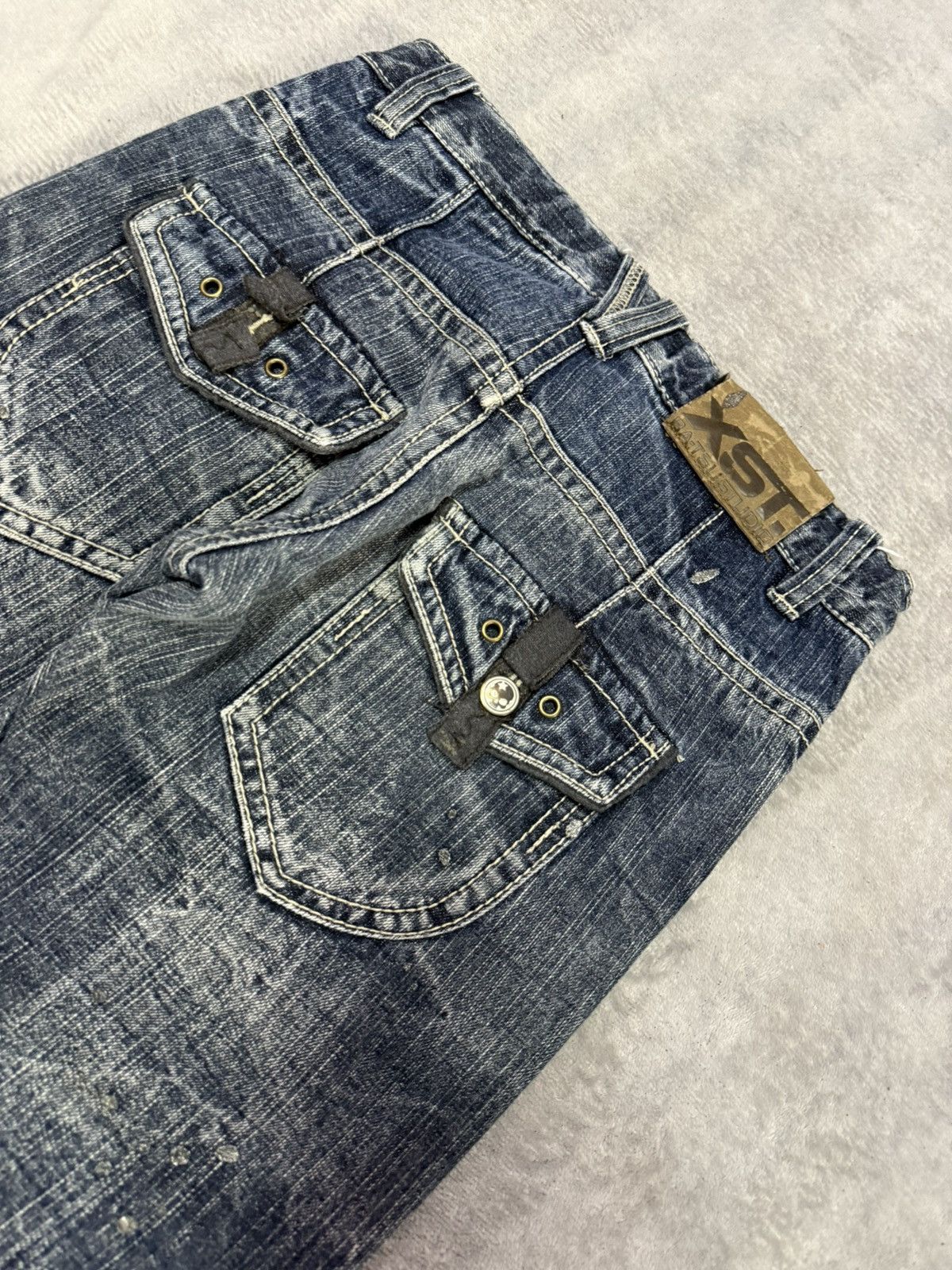 5351 POUR LES HOMMES × Japanese Brand × Le Grande Bleu (L.G.B.) Ba-Tsu Studio Kevlar Paint glitter Heavy Wash Jeans Size US 27 - 14 Thumbnail
