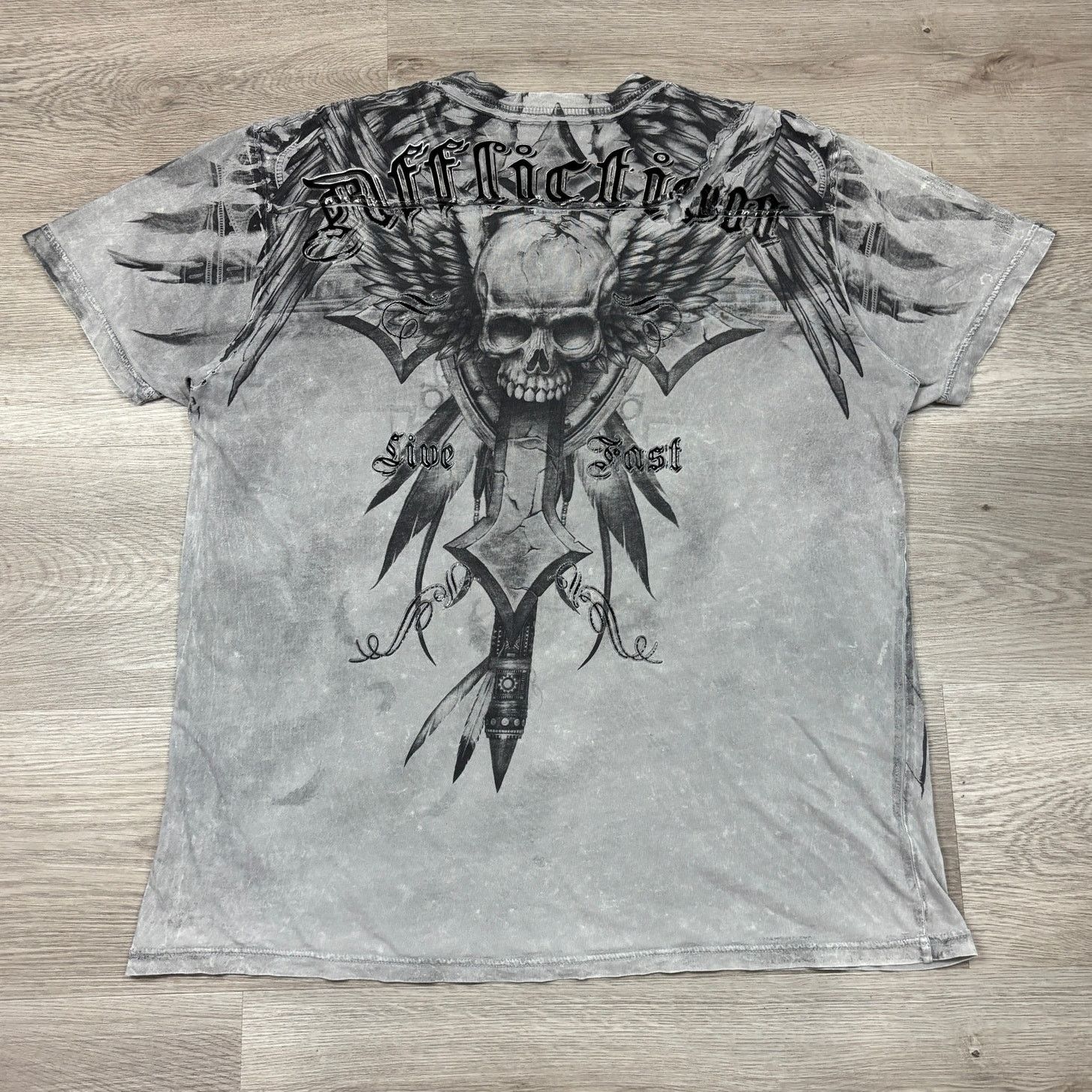 Affliction Affliction Terminus Live First Skull Distressed Shirt 2XL Size US XXL / EU 58 / 5 - 3 Thumbnail