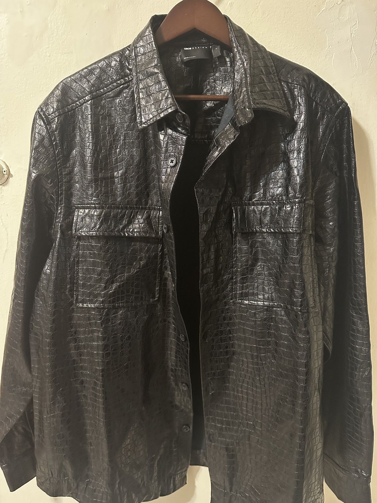 Asos ASOS CROC LEATHER PATTERN JACKET Size US L / EU 52-54 / 3 - 1 Thumbnail