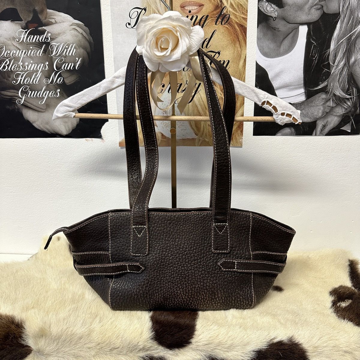 Vintage Vintage brown leather shoulder bag Size ONE SIZE - 1 Thumbnail