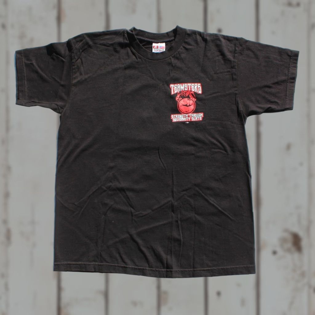 Vintage VINTAGE Teamsters T Shirt Black XL Men Short Sleeve Crew Neck Solid Pattern Iron Horse Fist Knight Guertin Nicewonger Size US XL / EU 56 / 4 - 1 Thumbnail