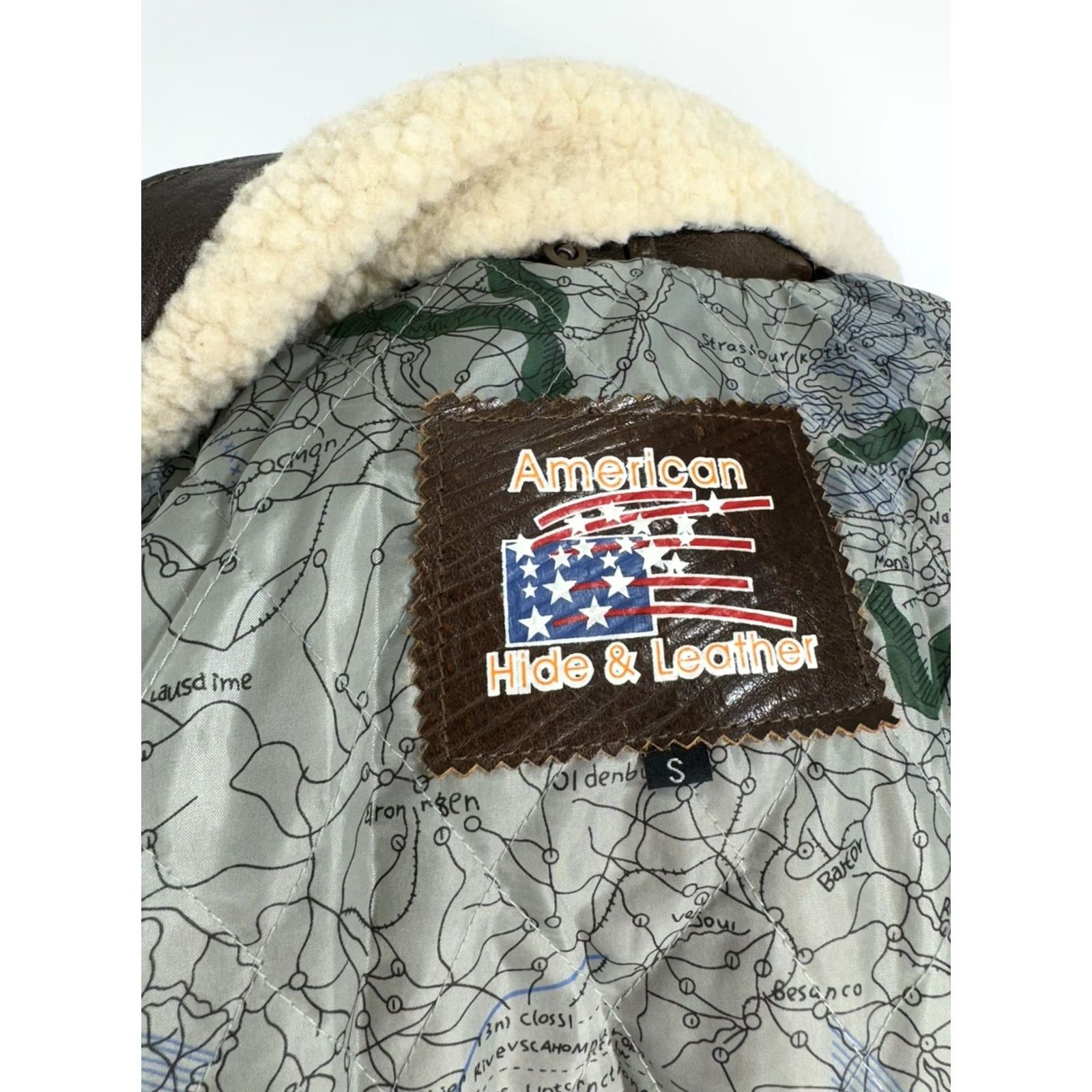 Vintage AMERICAN HIDE & LEATHER Bomber Jacket - S - Brown - Leather - Removable Fleece Collar - Full Zip - Men's Shirt/Jacket? Size US S / EU 44-46 / 1 - 7 Thumbnail