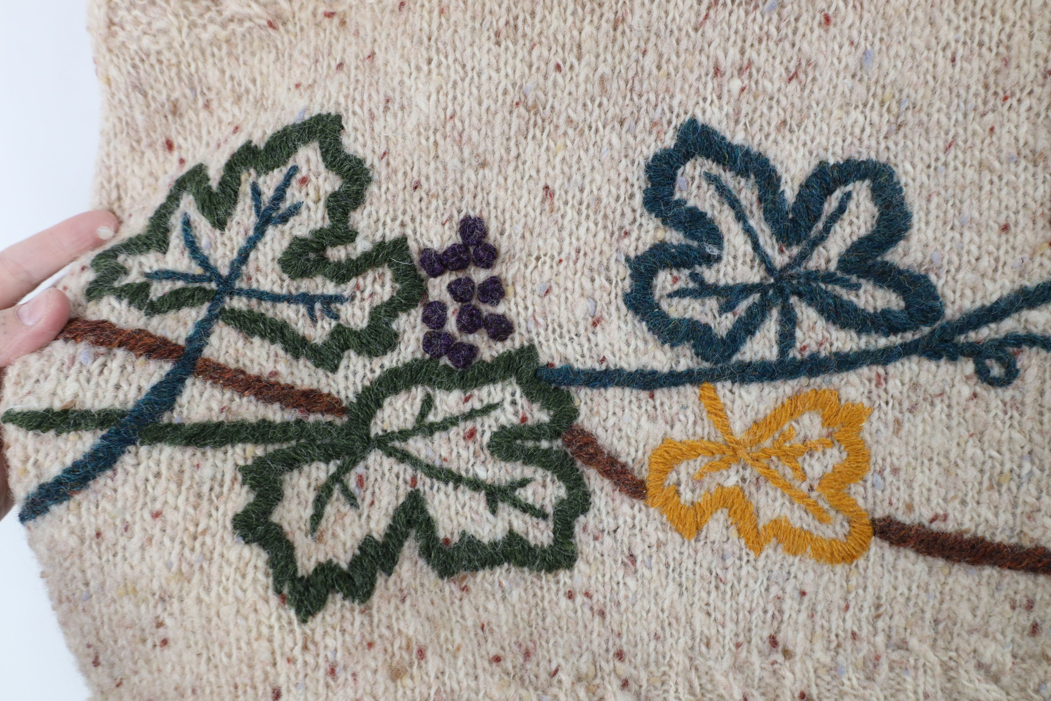 Vintage Vintage 90s Streetwear Embroidered Leaf Fisherman Sweater Size M / US 6-8 / IT 42-44 - 5 Thumbnail