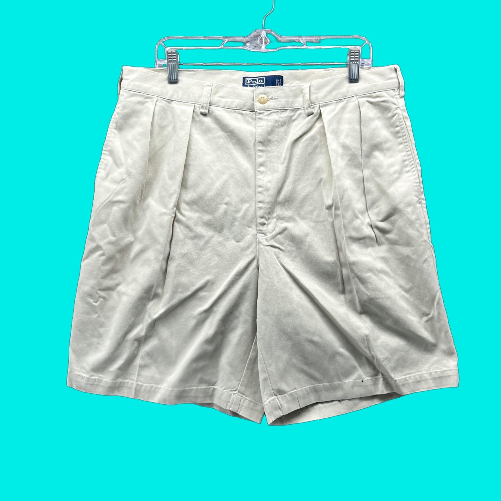 Polo Ralph Lauren Polo Ralph Lauren Shorts Men 36 Khaki Chino Pleated Tan Beige Cotton Vintage No Size US M / EU 48-50 / 2 - 1 Thumbnail