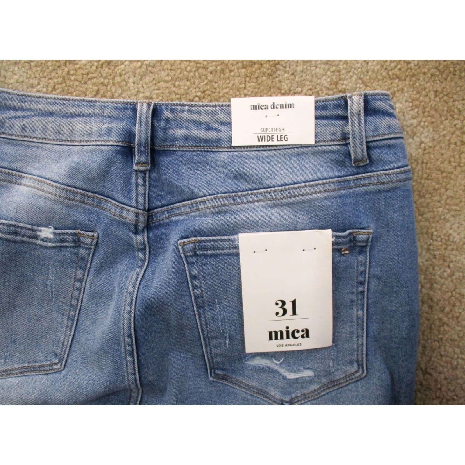 Vintage Mica Jeans Women's 31 High Rise Wide-Leg Denim Blue 5-Pocket Stretch Regular Inseam 31 Modern Bohemian Classic Size 24" / US 00 / IT 34 - 5 Thumbnail