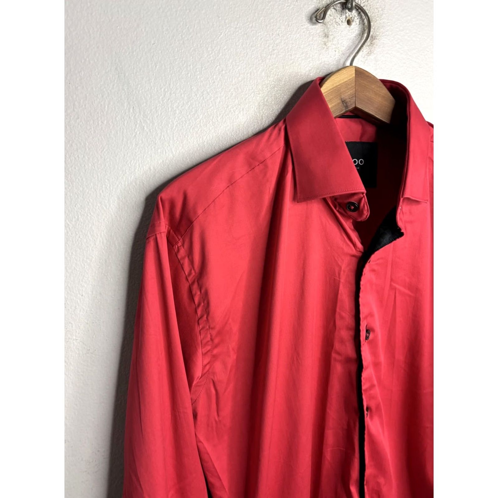 Maceoo Maceoo Shirts Mens Small Red 4-Way Stretch Dress Long Sleeve Button Up Collared Size 36R - 2 Thumbnail