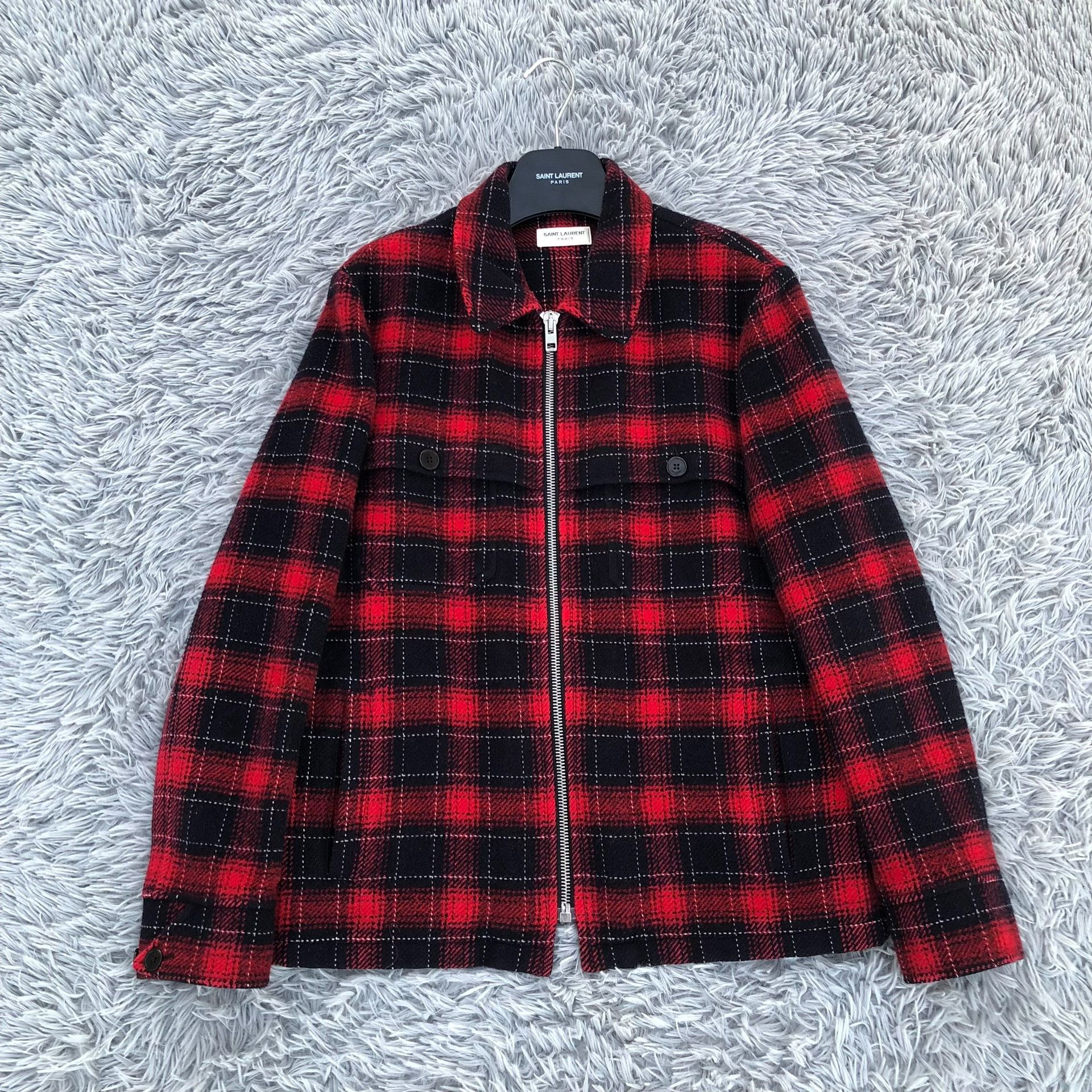 Saint Laurent Paris Saint Laurent 13FW Red Plaid Zip Jacket Size US L / EU 52-54 / 3 - 1 Thumbnail
