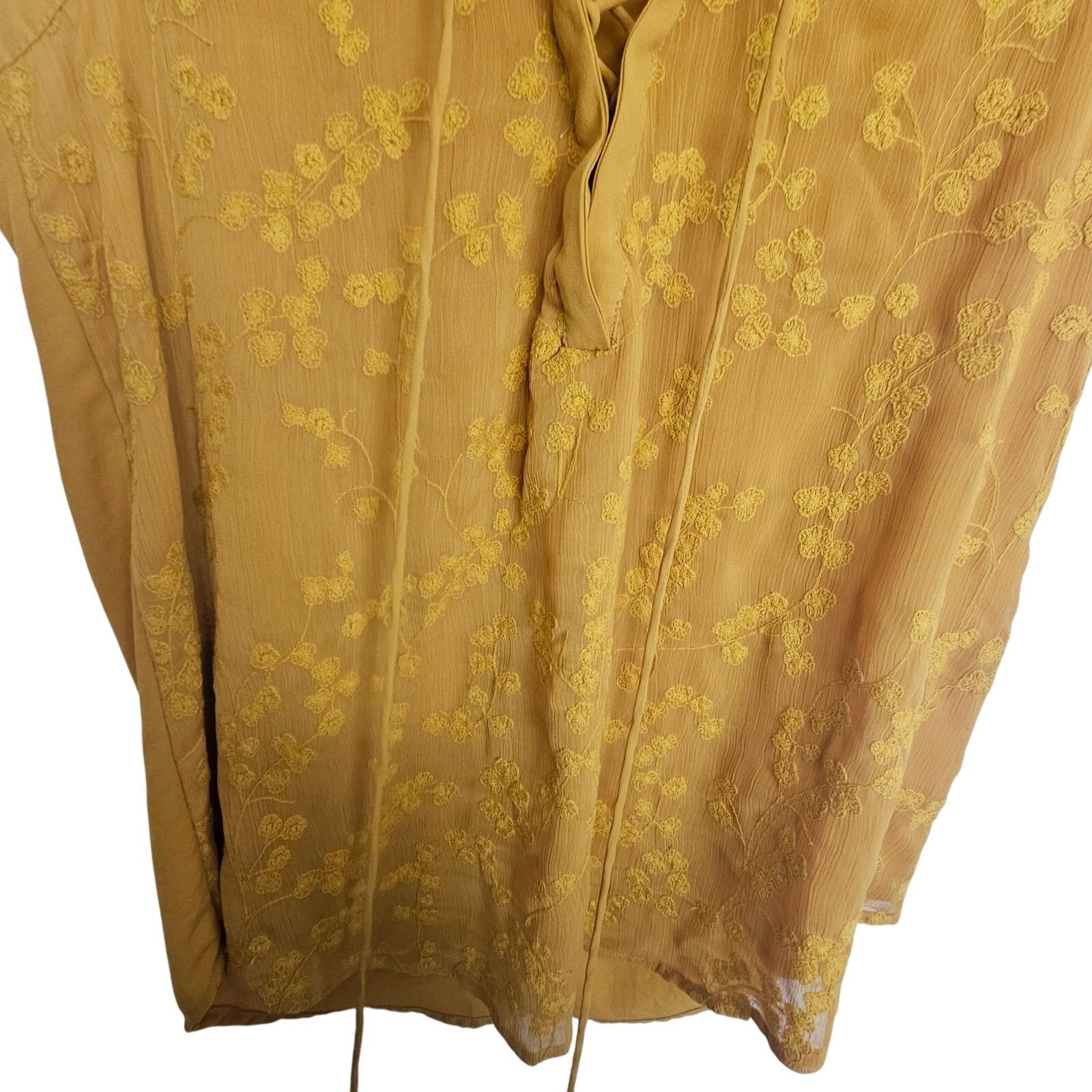Anthropologie Maeve Anthropologie Womens Floral Tank Sz 4 Mustard Lace Up Size M / US 6-8 / IT 42-44 - 3 Thumbnail