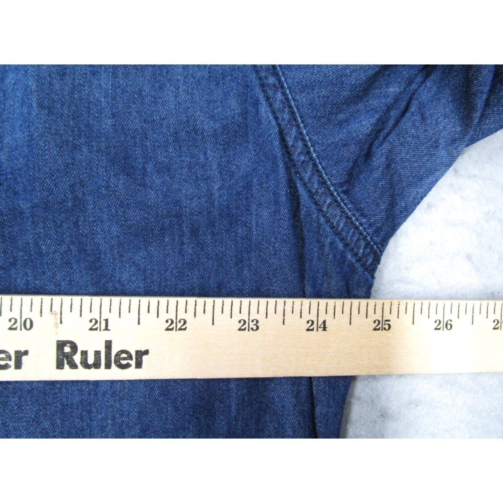 Wrangler Wrangler Shirt Men 2XL Blue Denim Button-Up Pearl Snaps Sawtooth Yoke Vintage No Size US XXL / EU 58 / 5 - 6 Thumbnail