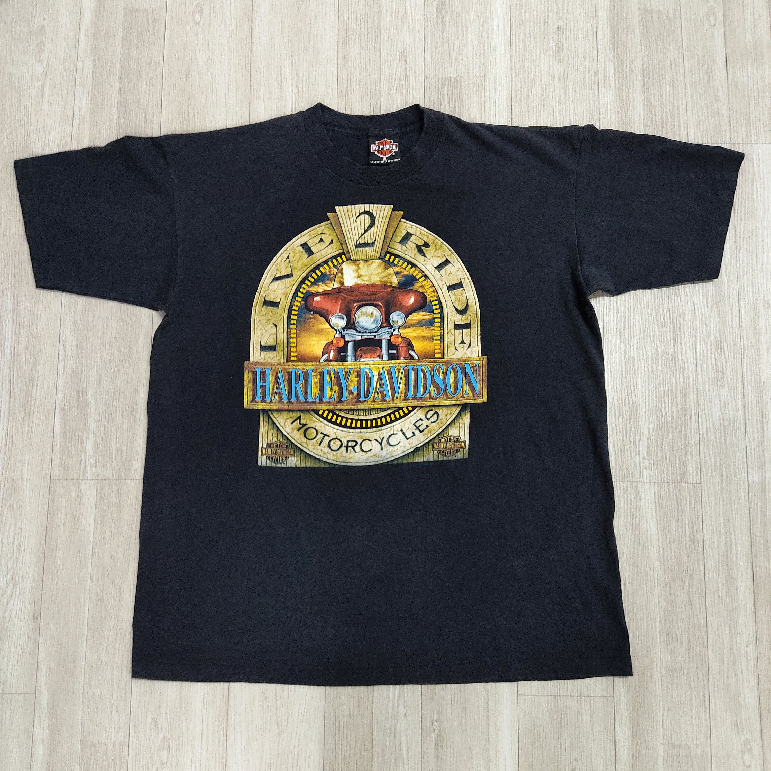 Harley Davidson Vintage 90s HARLEY DAVIDSON 'Live 2 Ride' Holoubek T-shirt Size US XL / EU 56 / 4 - 3 Thumbnail