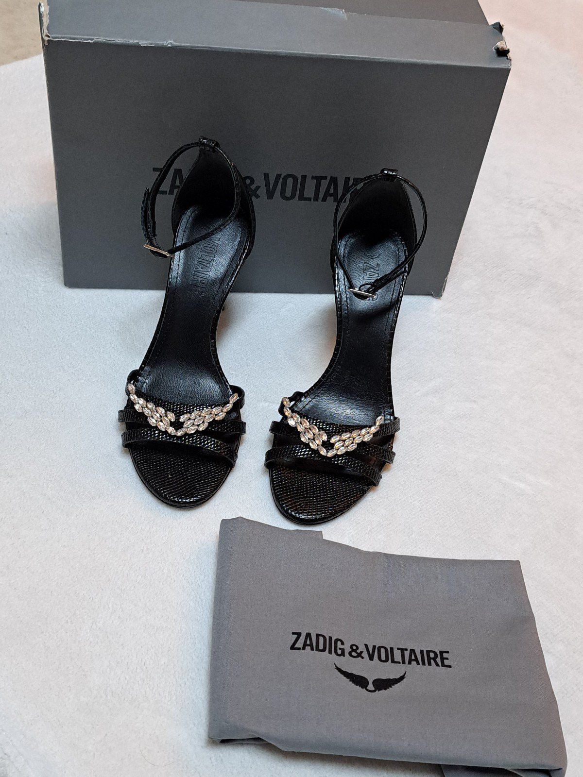 Zadig & Voltaire Amee Wing Embossed Iguana High Heel Sandals