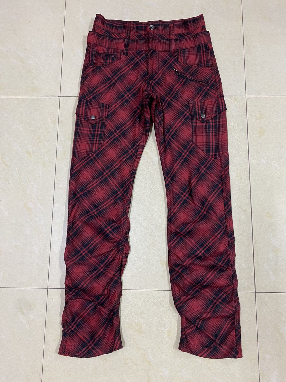 image of 20471120 x Beauty Beast Double Focus Punk Bondage Pants in Red Tartan (Size 29)