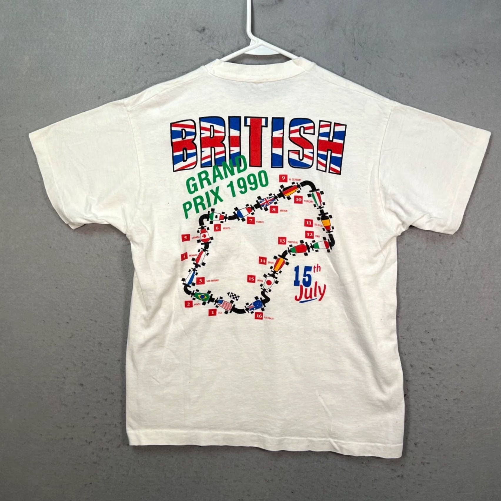 Vintage VTG 1990 British Grand Prix Ayrton Senna T-Shirt Formula 1 World Championship Shirt Mens L White Size US L / EU 52-54 / 3 - 2 Thumbnail