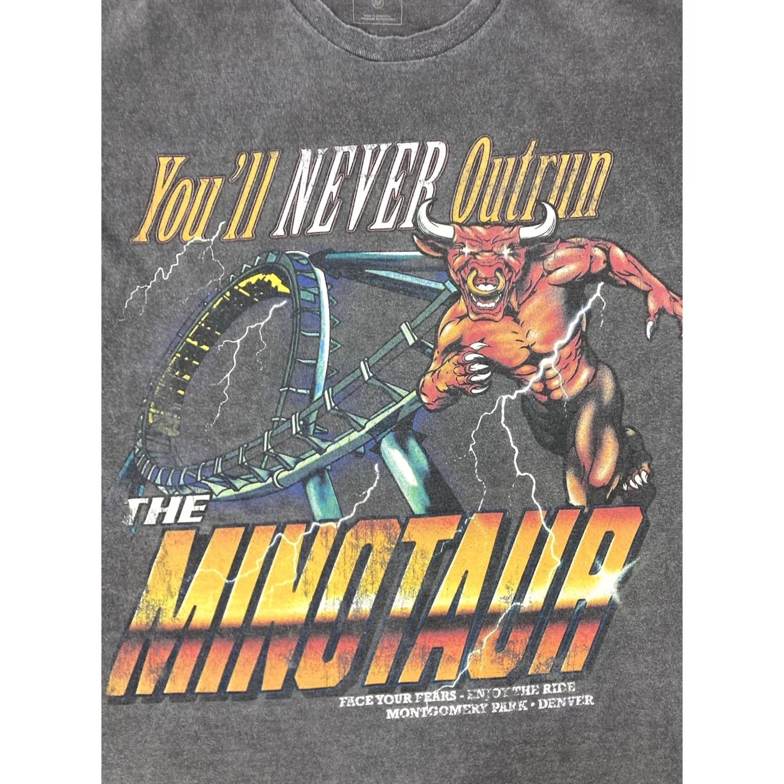 Vintage VINTAGE Global Hiatus Minotaur Enjoy Ride Denver Graphic T-shirt Men Medium Gray Size US M / EU 48-50 / 2 - 2 Thumbnail