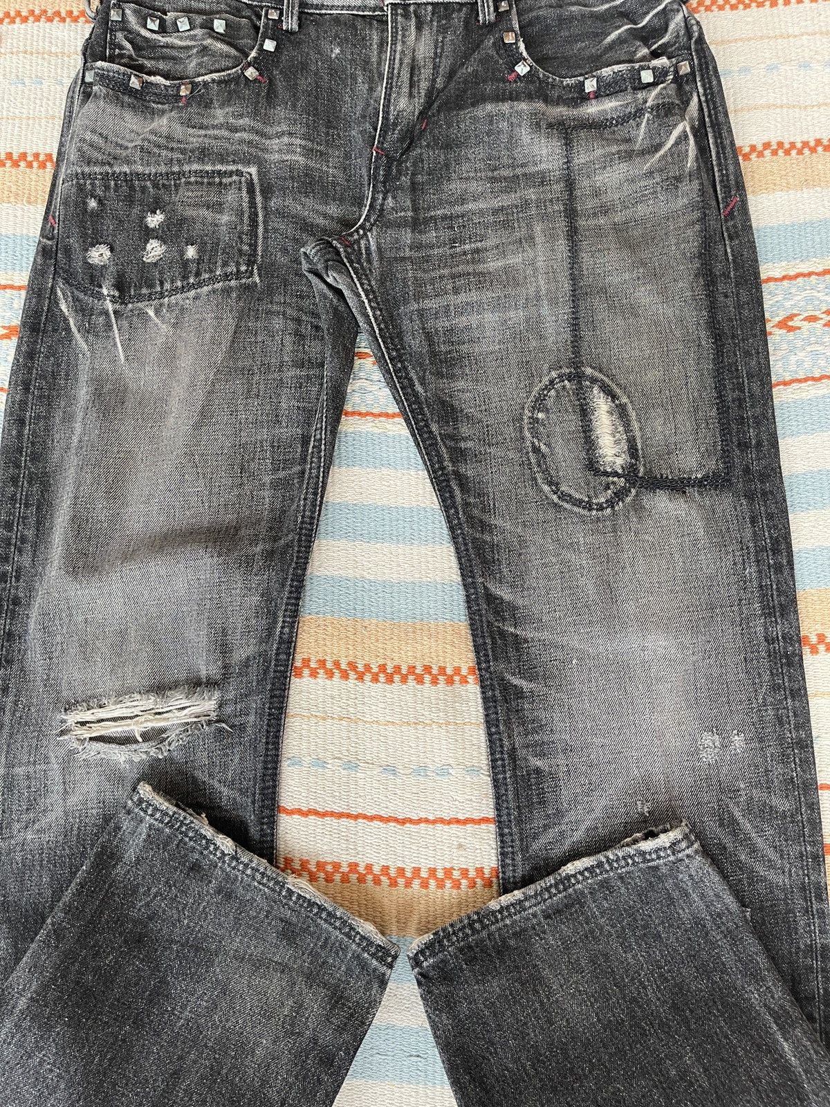Cout de la Liberte Vintage🔥LIBERTO🔥Distressed Patchwork Denim Size US 36 / EU 52 - 3 Thumbnail