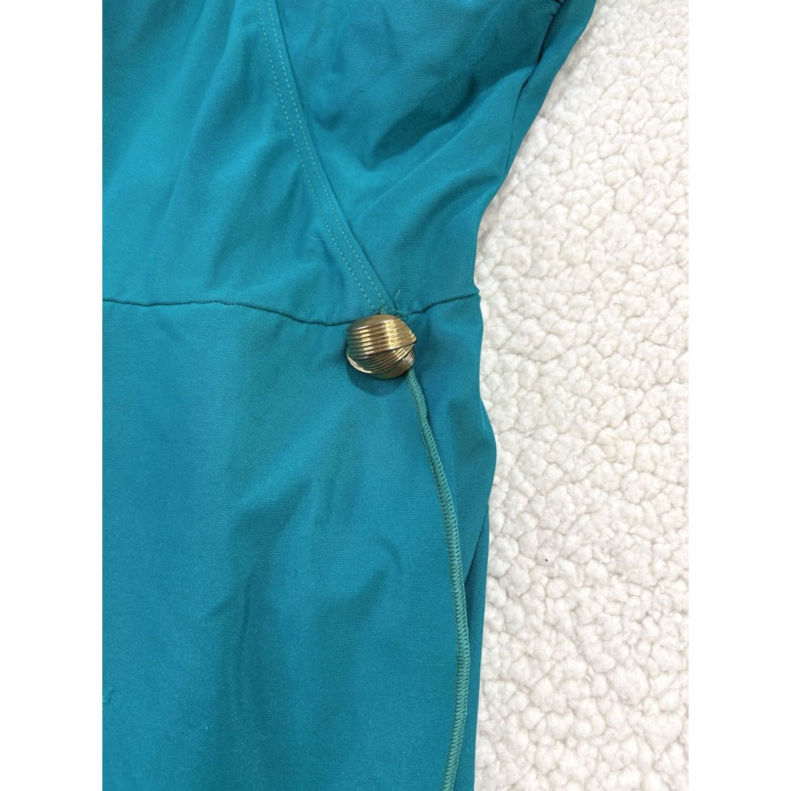 Vintage VINTAGE Christina One Piece Swimsuit Modest Swim Dress Wrap Teal Gold Button 10 Size L / US 10 / IT 46 - 2 Thumbnail