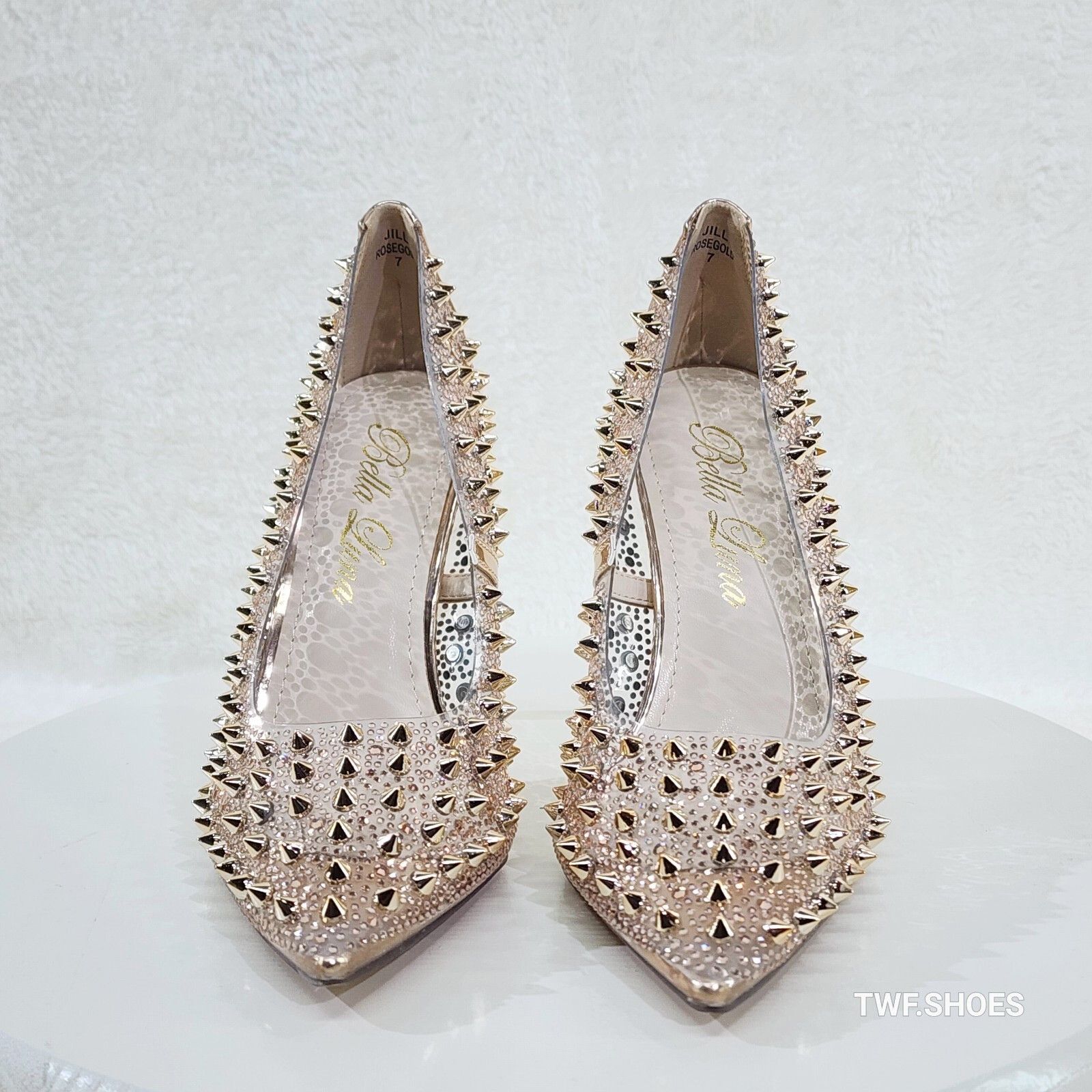 Other Spicy Stiletto Clear Pumps Rose Gold Studs & Rhinestone Pump Size US 8 / IT 38 - 9 Thumbnail
