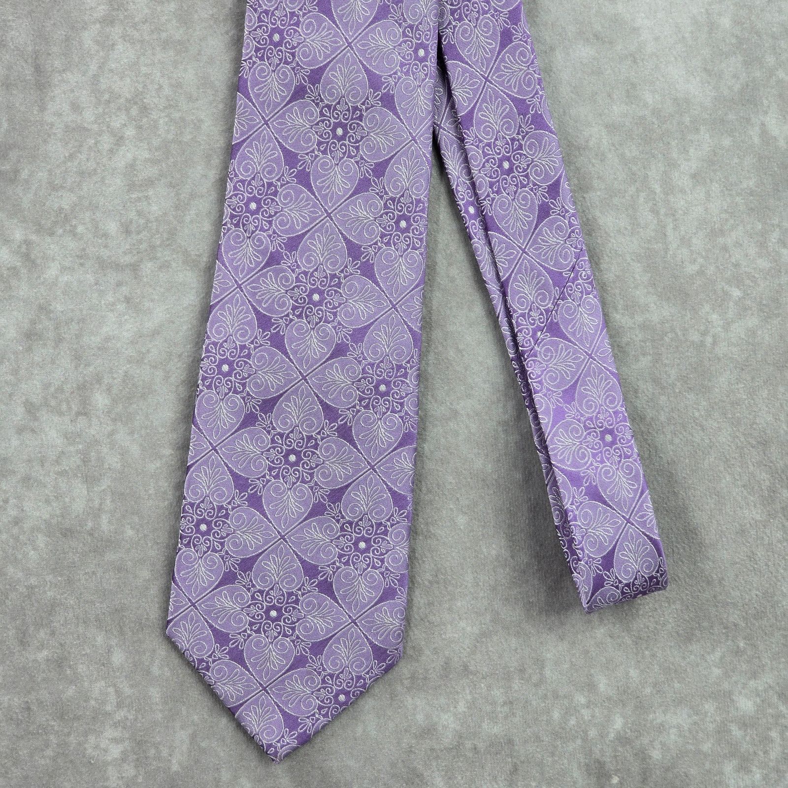 Stafford Stafford Signature Purple Floral Paisley 100% Silk Neck Tie Size 32 - 2 Thumbnail