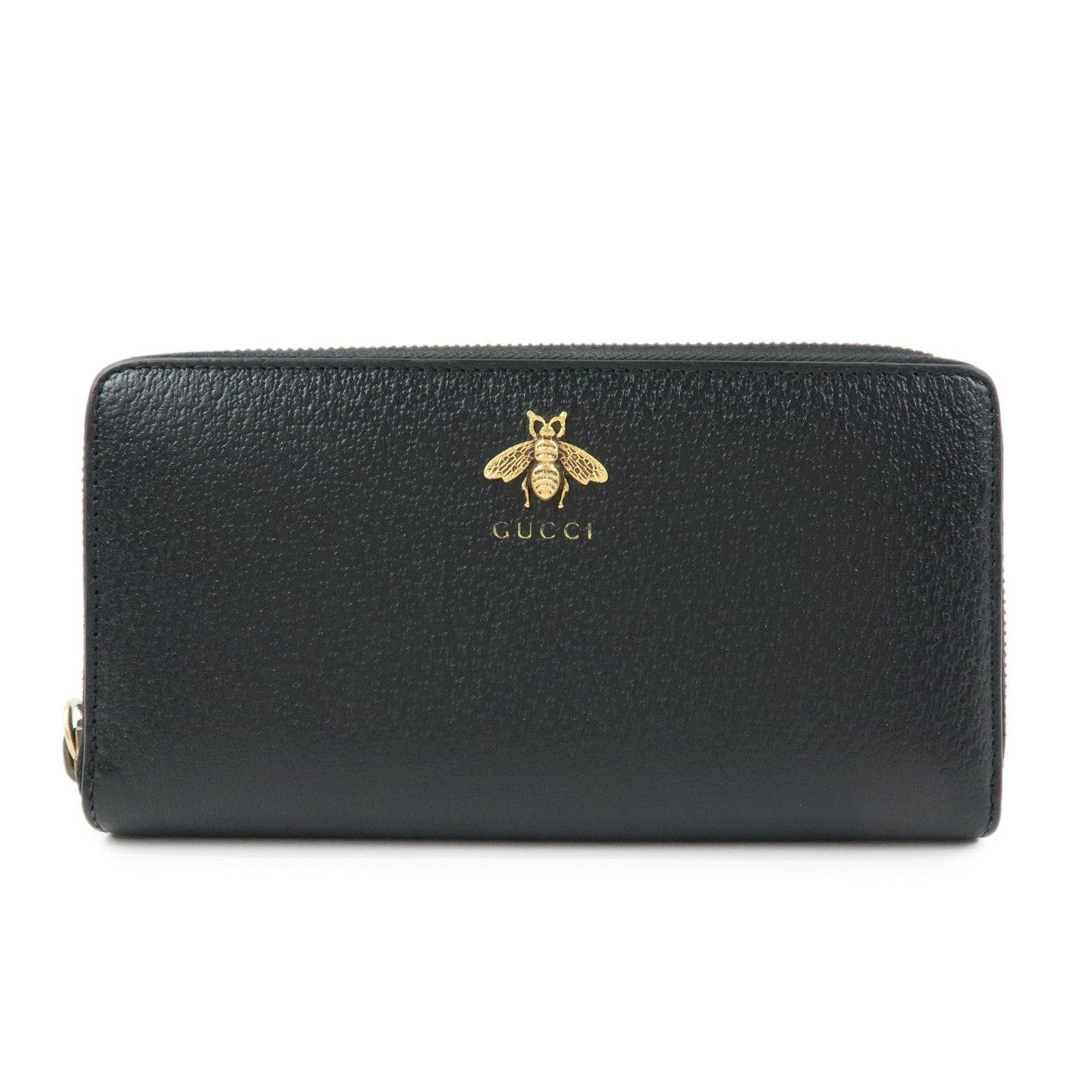 Gucci Gucci Animalier Bee Zip-Around Wallet Calfskin Black Size ONE SIZE - 1 Thumbnail