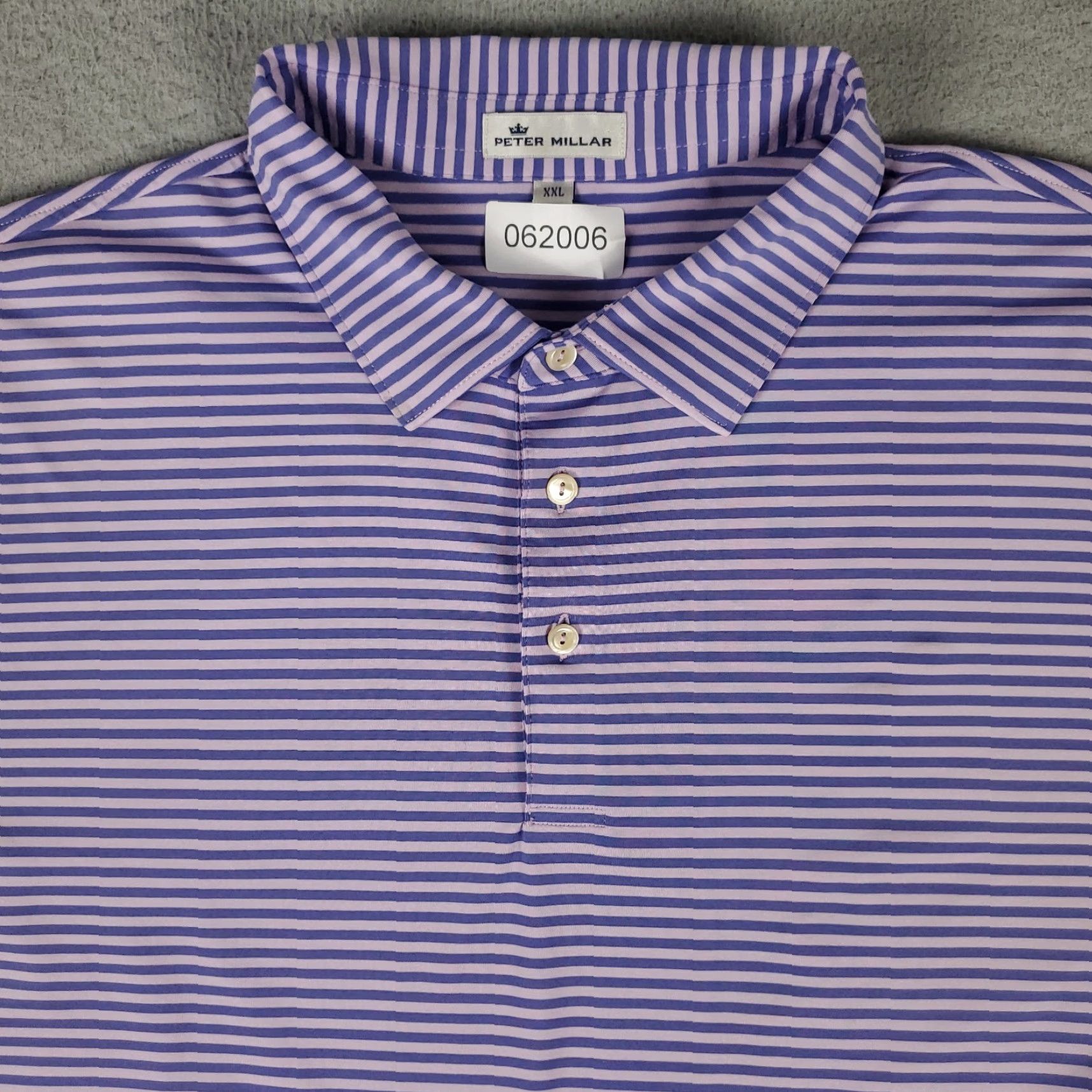 Peter Millar Peter Millar Polo Shirt Mens 2XL Purple Striped Golf Summer Comfort Short Sleeve Size US XXL / EU 58 / 5 - 2 Thumbnail