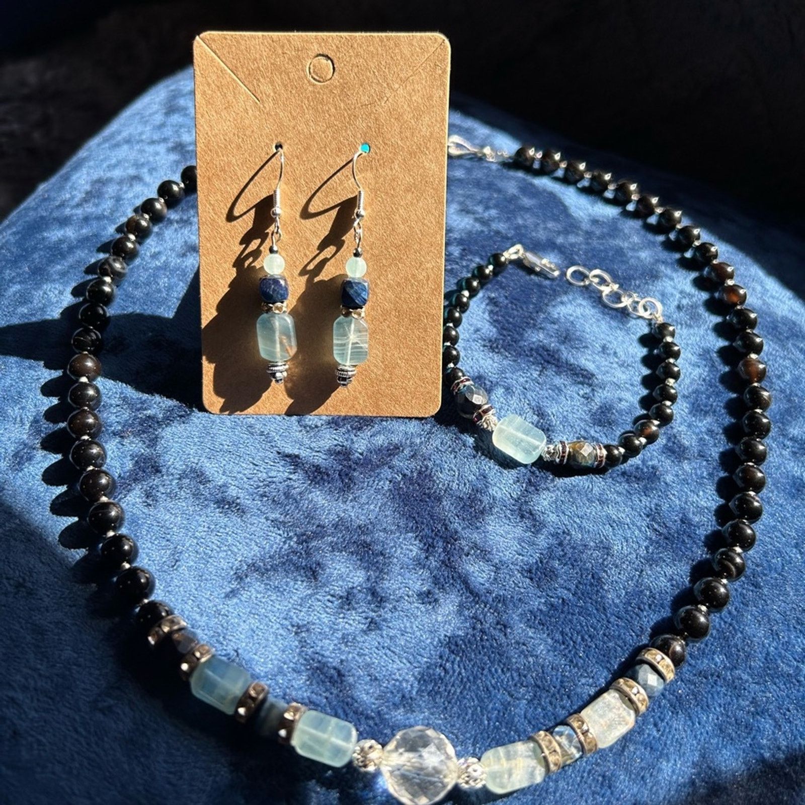 Other Handcrafted genuine calcite sodalite black onyx jewelry set Size ONE SIZE - 1 Thumbnail