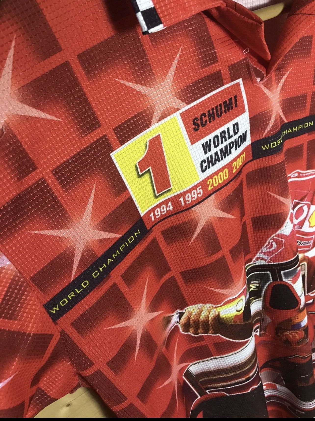 Formula 1 Rare Vintage Ferrari Schumacher Schumi over print t shirt Size US L / EU 52-54 / 3 - 6 Thumbnail