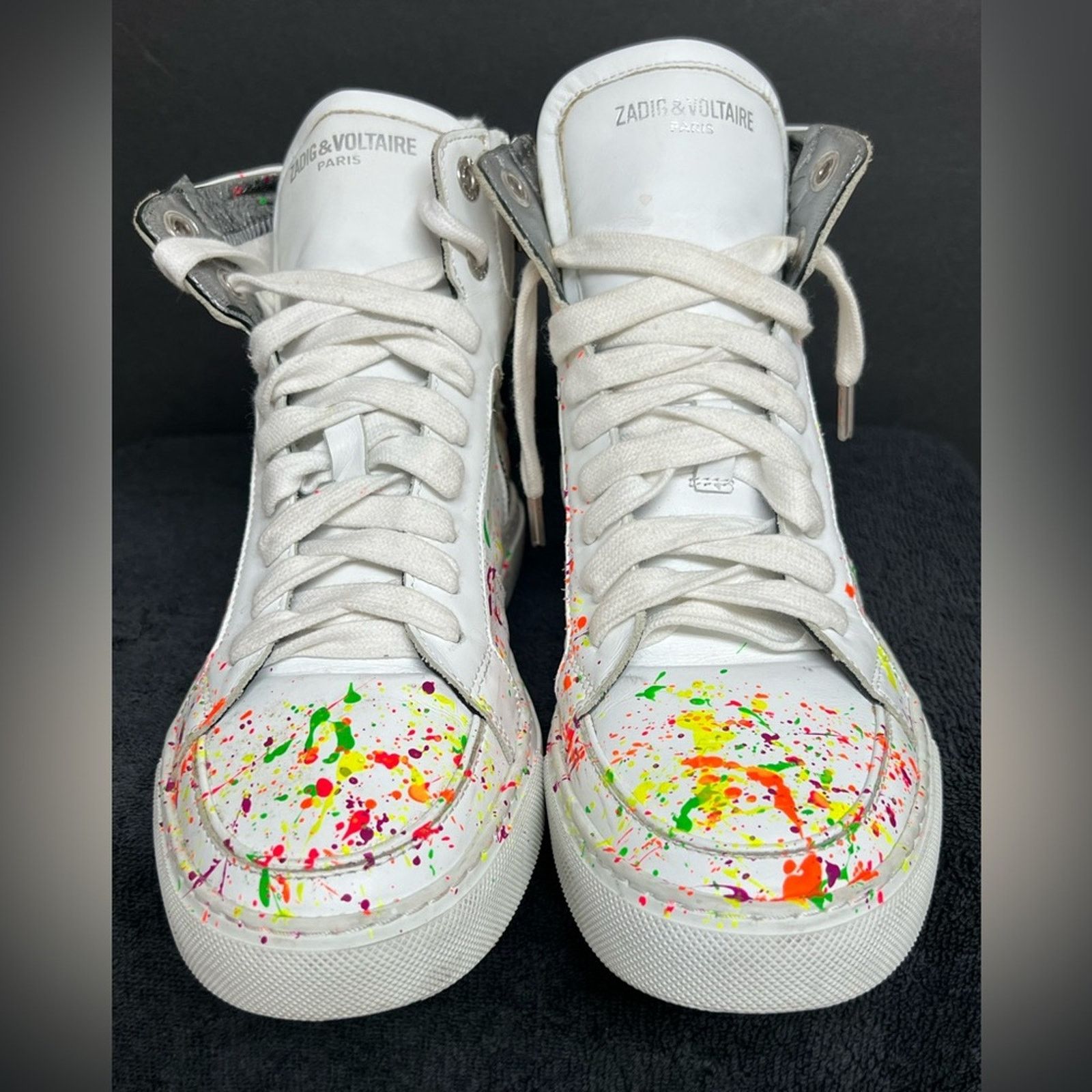 Zadig & Voltaire Zadig & Voltaire High Flash Keith Leather Graffiti Sneakers Size US 7 / IT 37 - 5 Thumbnail