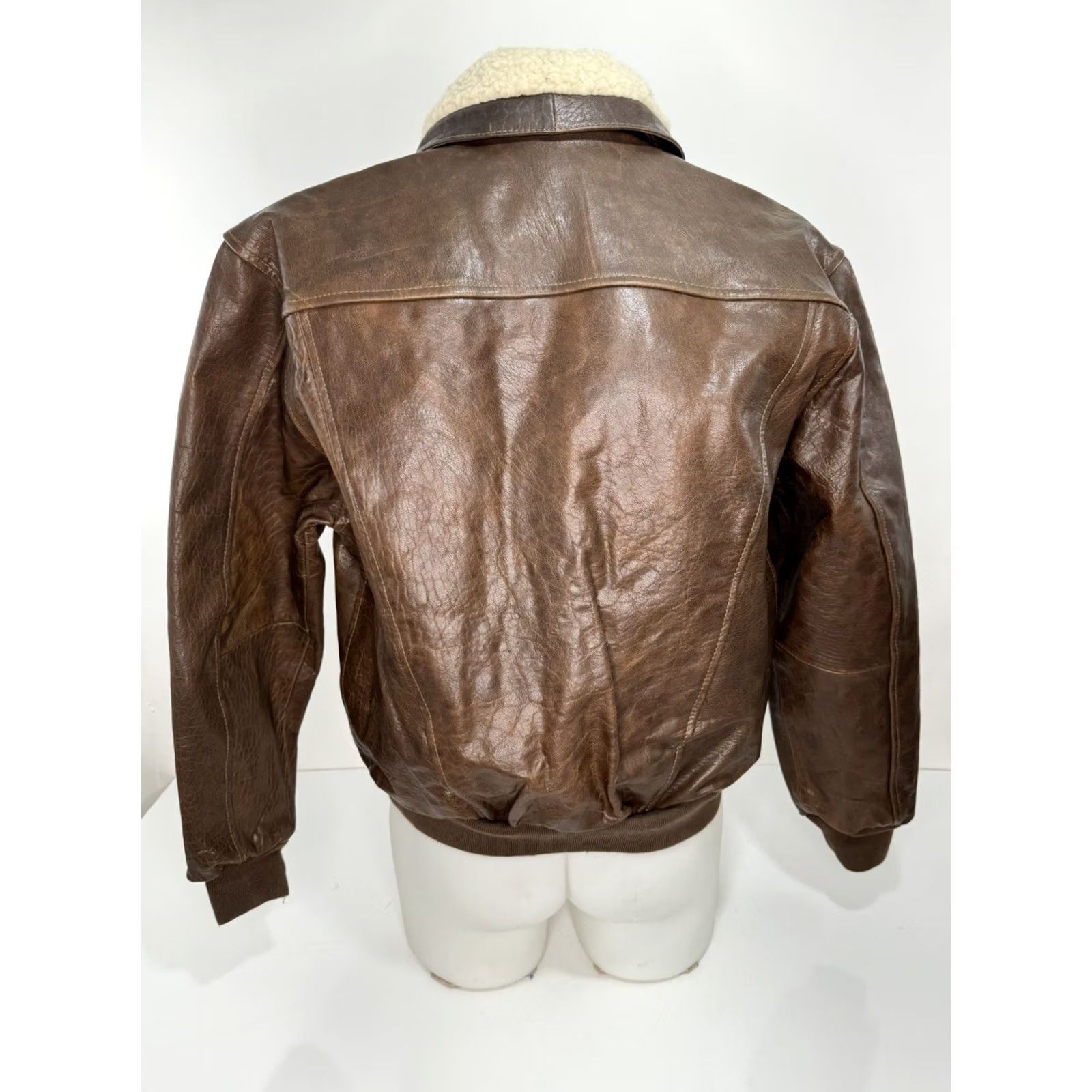 Vintage AMERICAN HIDE & LEATHER Bomber Jacket - S - Brown - Leather - Removable Fleece Collar - Full Zip - Men's Shirt/Jacket? Size US S / EU 44-46 / 1 - 4 Thumbnail