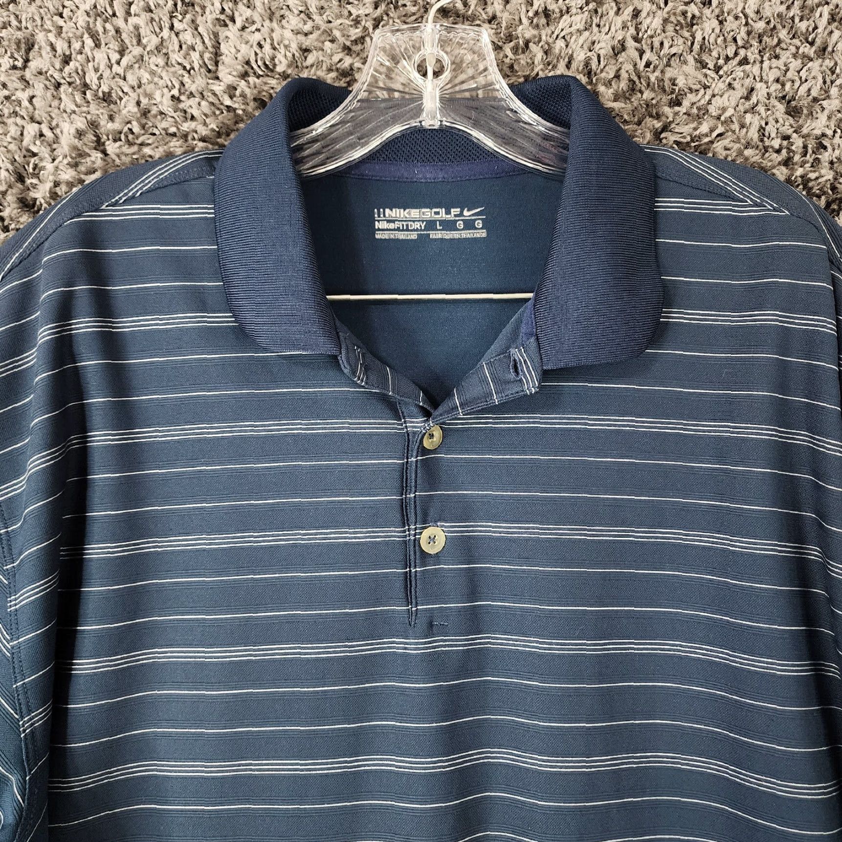 Nike Nike Golf Polo Shirt Mens Blue Striped Short Sleeve 100% Polyester Fit Dry Size L Size US L / EU 52-54 / 3 - 3 Thumbnail