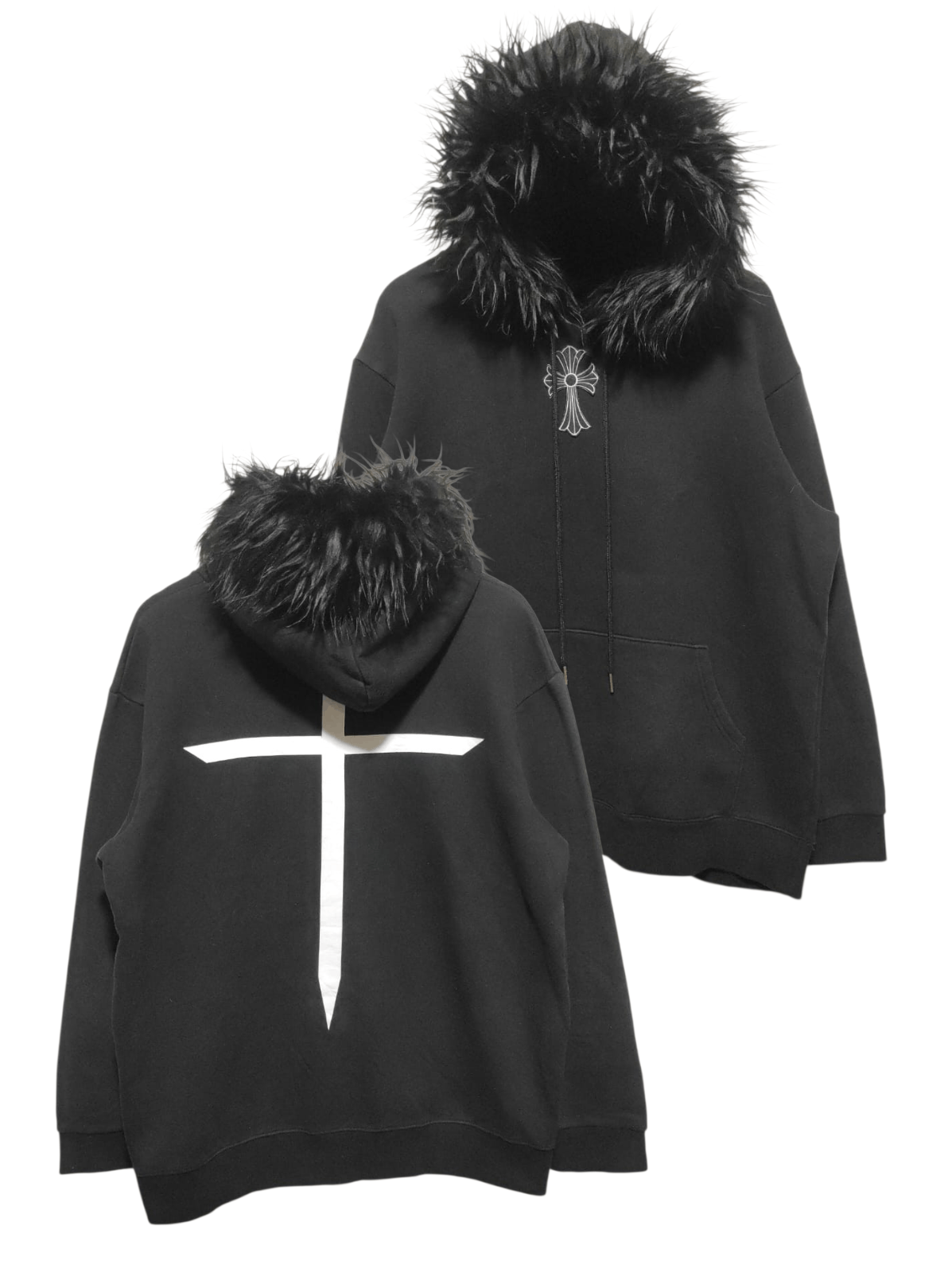 Japanese Brand Black Cross fur hoodie ifsix LGB vkei style Size US M / EU 48-50 / 2 - 2 Thumbnail
