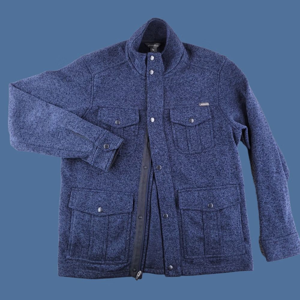 Eddie Bauer Eddie Bauer Sweater Mens M Blue Camp Pocket Fleece Pullover - Collared, Regular Size, Good Condition, Pockets, Blue, M, Men Size US M / EU 48-50 / 2 - 1 Thumbnail