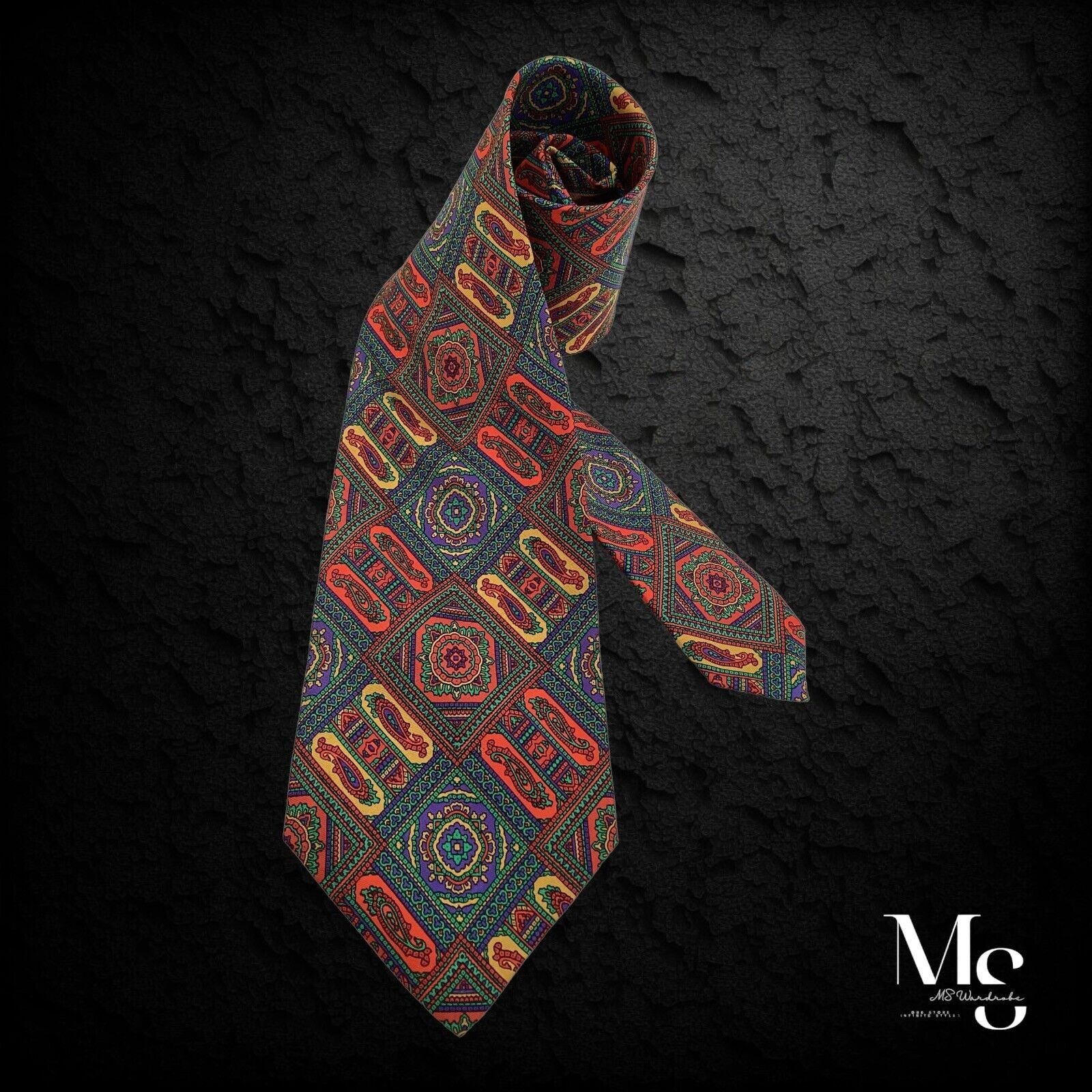 Yves Saint Laurent YVES SAINT LAURENT Multicolor Paisley Silk Tie Italy W: 3."5 Size ONE SIZE - 1 Thumbnail