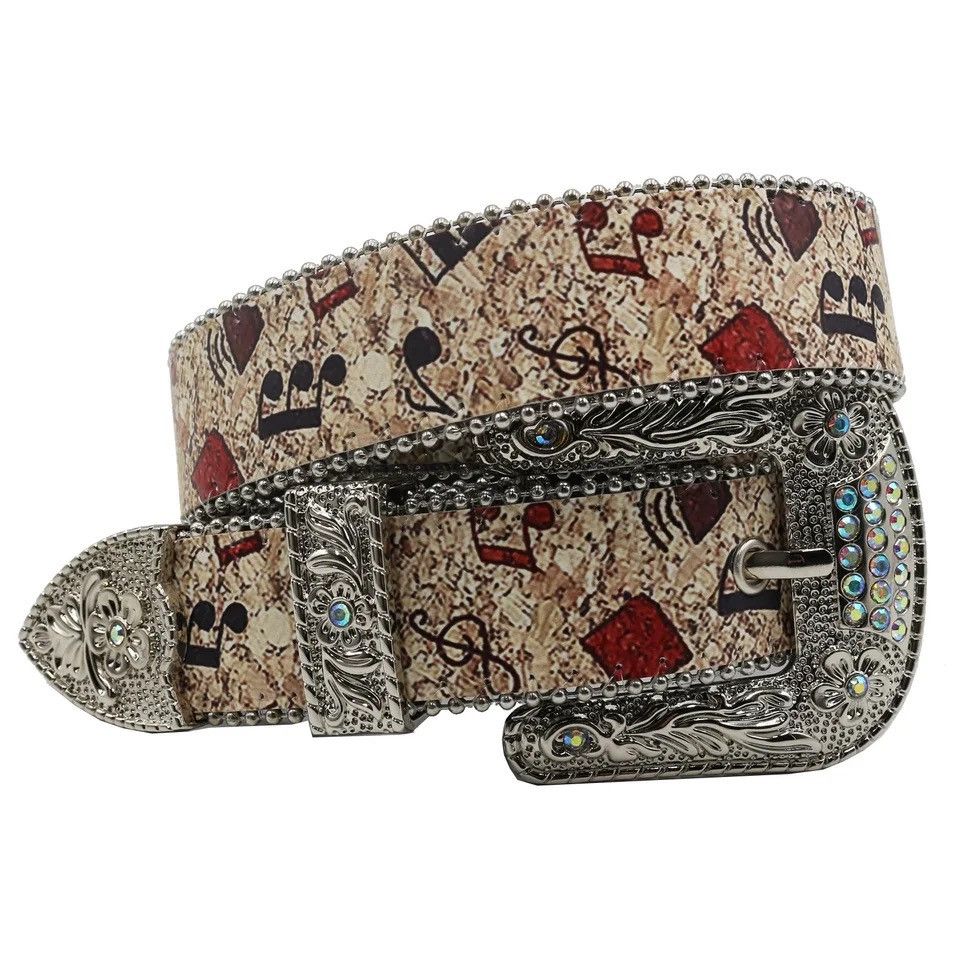 Vintage Note Graffiti surround elegant embellished Punk Bling Belt Size ONE SIZE - 3 Thumbnail