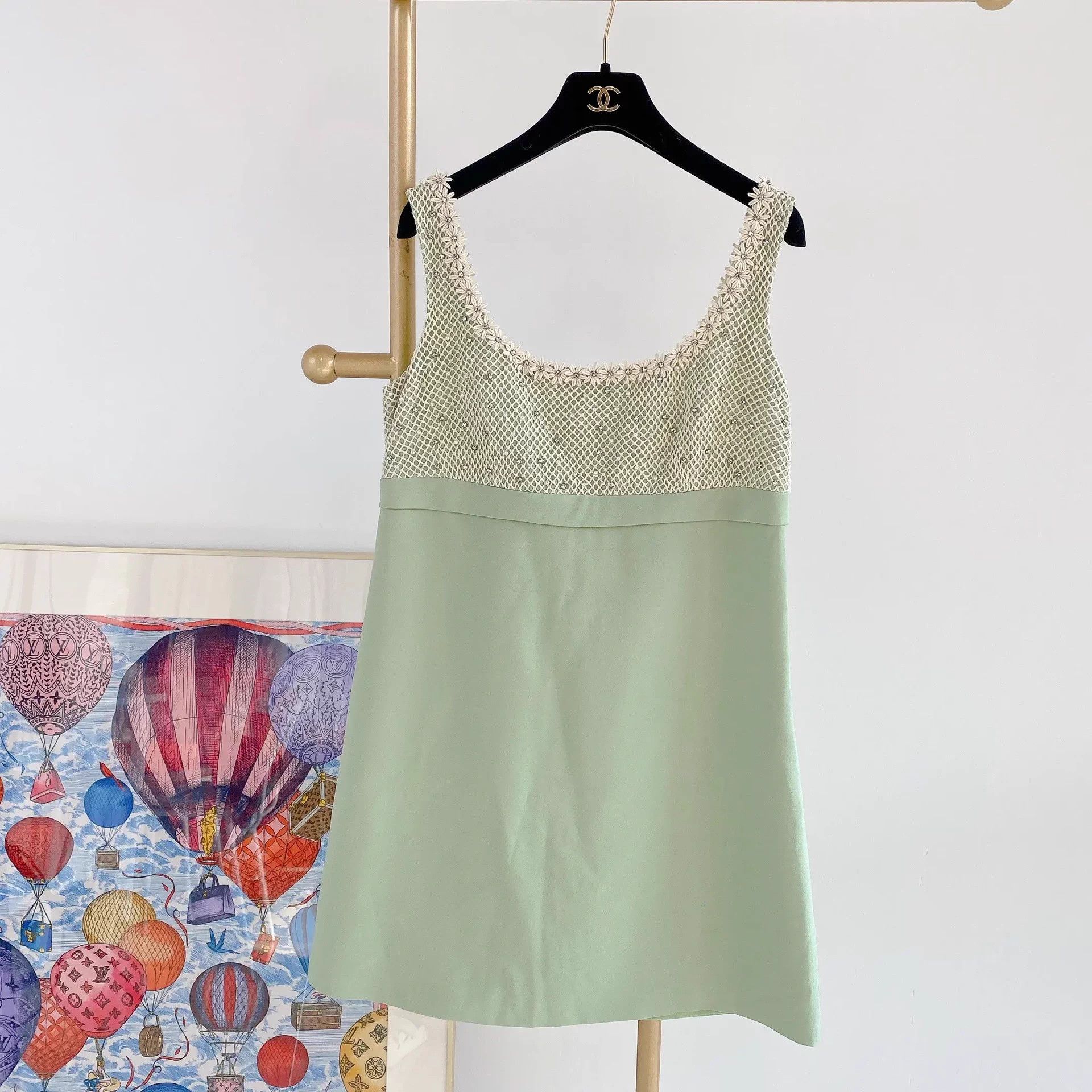 Miu Miu MIU MIU Heavily Crafted Green Cami Dress 42 Size M / US 6-8 / IT 42-44 - 1 Thumbnail