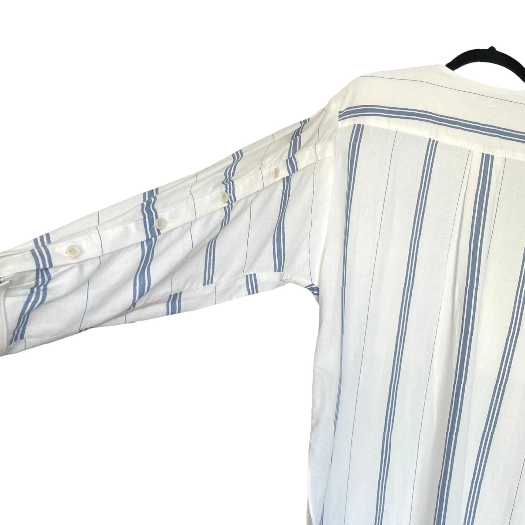 Tibi VINTAGE Tibi Warren Striped Dolman Military Shirt Button Front XXS Relaxed Fit Women White/Blue Size XXS / US 00 / IT 34 - 7 Thumbnail