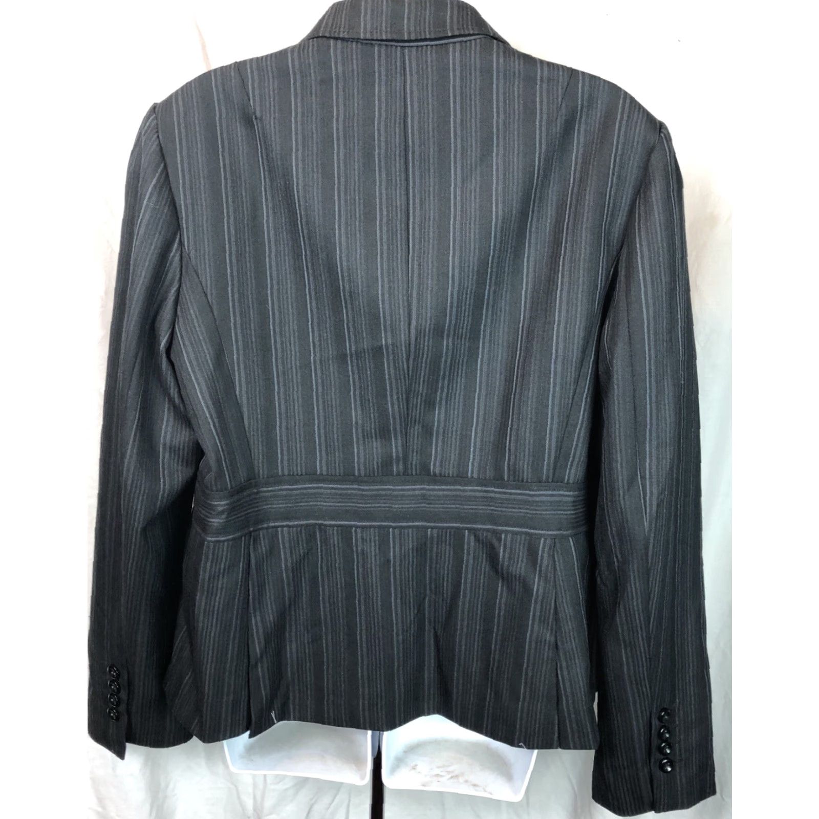 George George Blazer Jacket Striped Notch Collar 2-Button Single-Breasted Black 16 Womens Regular Lined Chest 42 Vintage: No Size XXL / US 16-18 / IT 52-54 - 3 Thumbnail