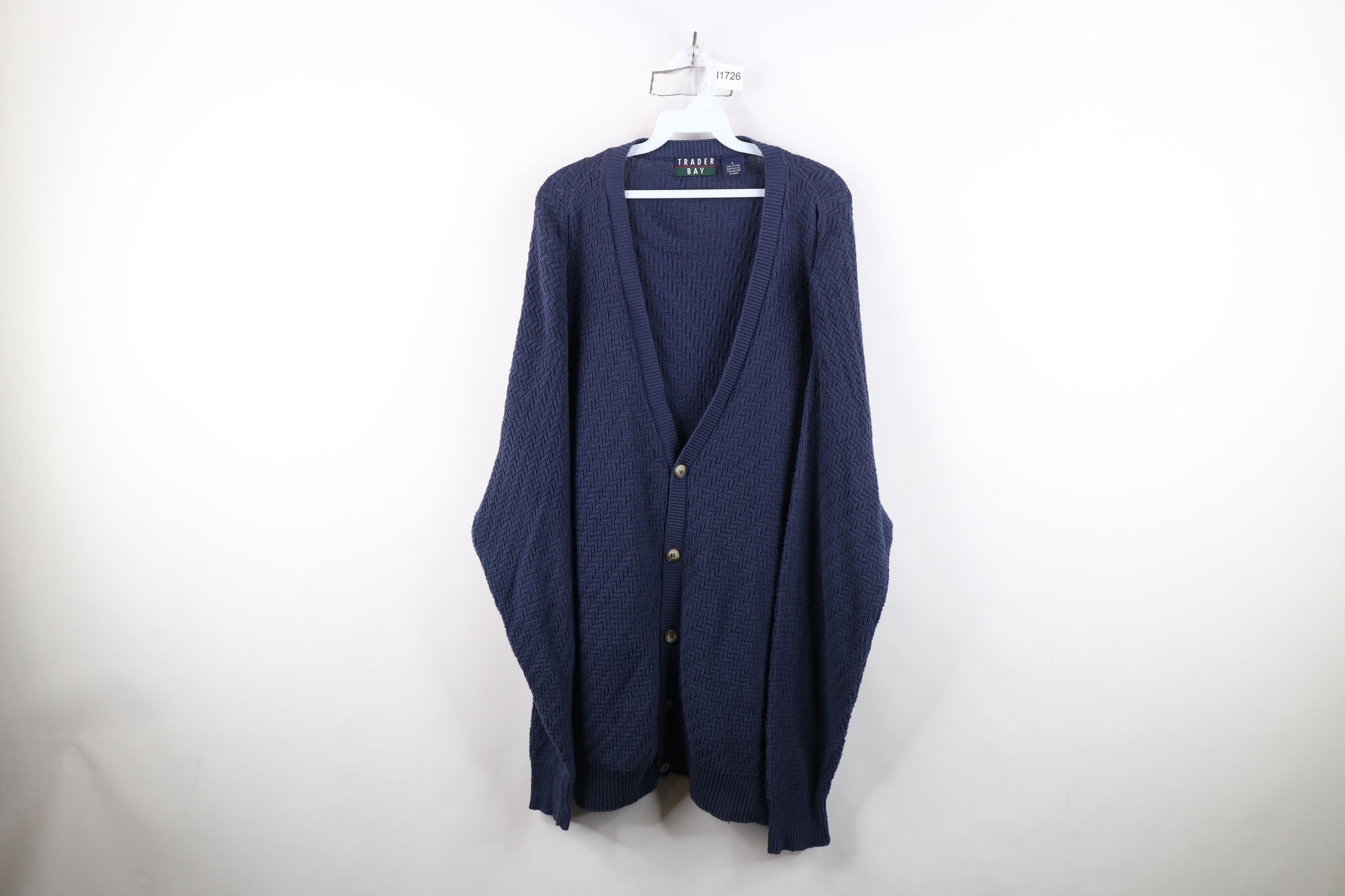 Vintage Vintage 90s Streetwear Knit Zig Zag Cardigan Sweater USA Size US L / EU 52-54 / 3 - 1 Thumbnail