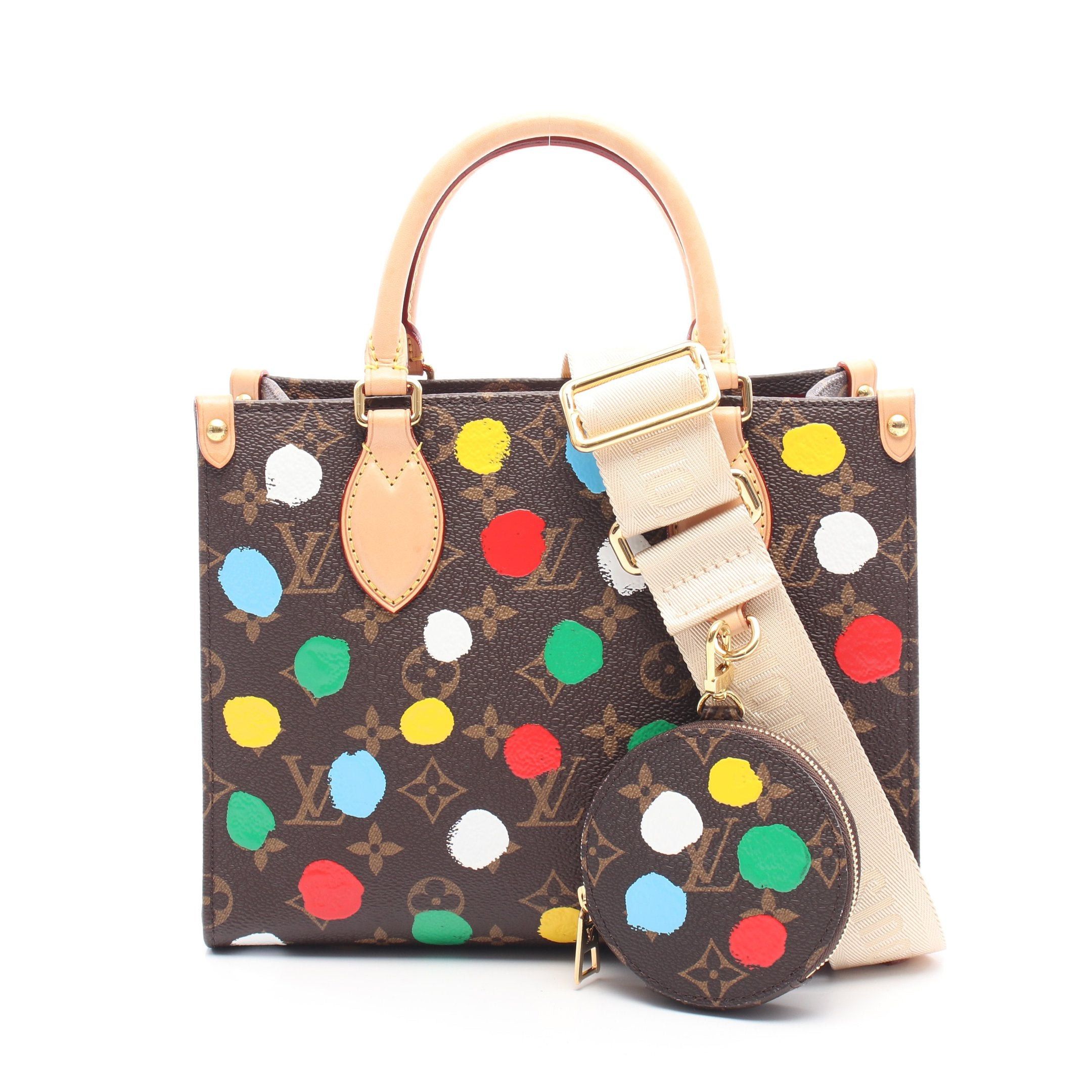 Louis Vuitton Louis Vuitton Louis Vuitton * Yayoi Kusama On-The-Go Pm Handbag Leather Brown Multicolor Size ONE SIZE - 1 Thumbnail