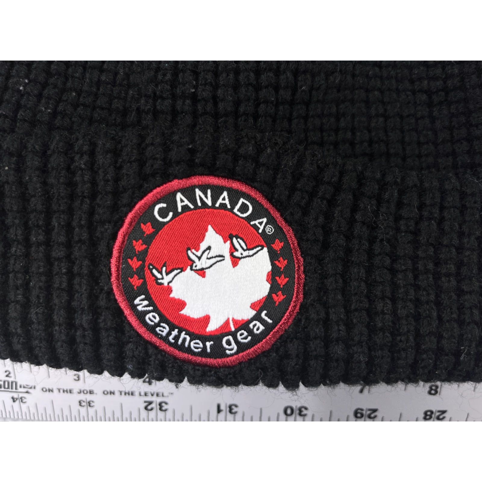 Vintage Canada Weather Gear Beanie Adult One Size Black Knit Embroidered Logo Acrylic Knit Hat Unisex Mens Womens - Size ONE SIZE - 2 Thumbnail
