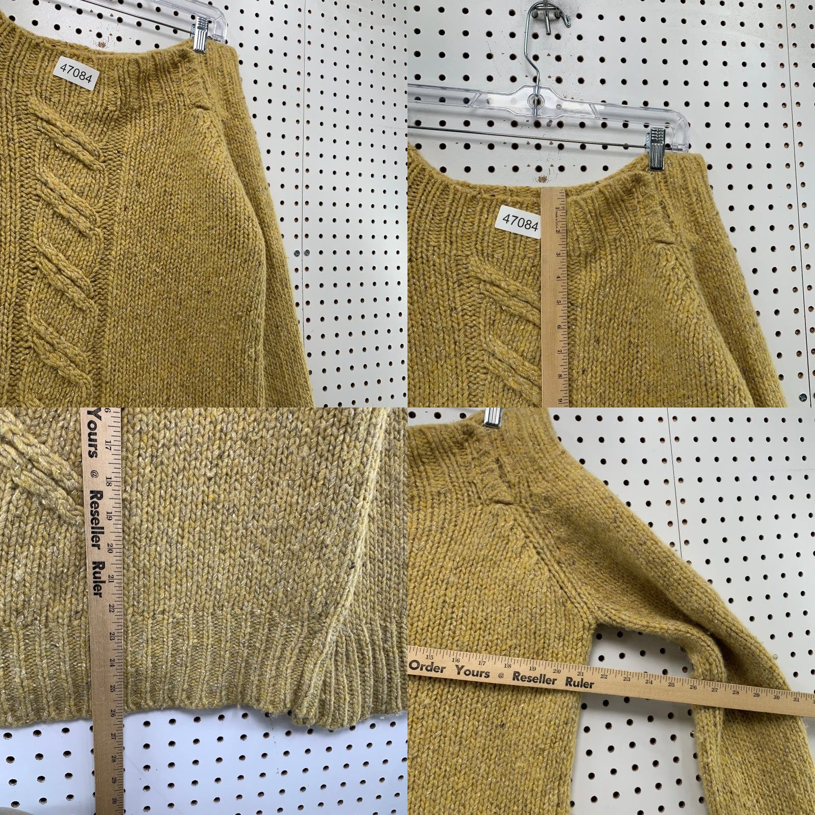 J.Crew J.CREW Wool Silk Sweater Womens Large Yellow Boat Neck Convertible Cable Knit Size L / US 10 / IT 46 - 8 Thumbnail