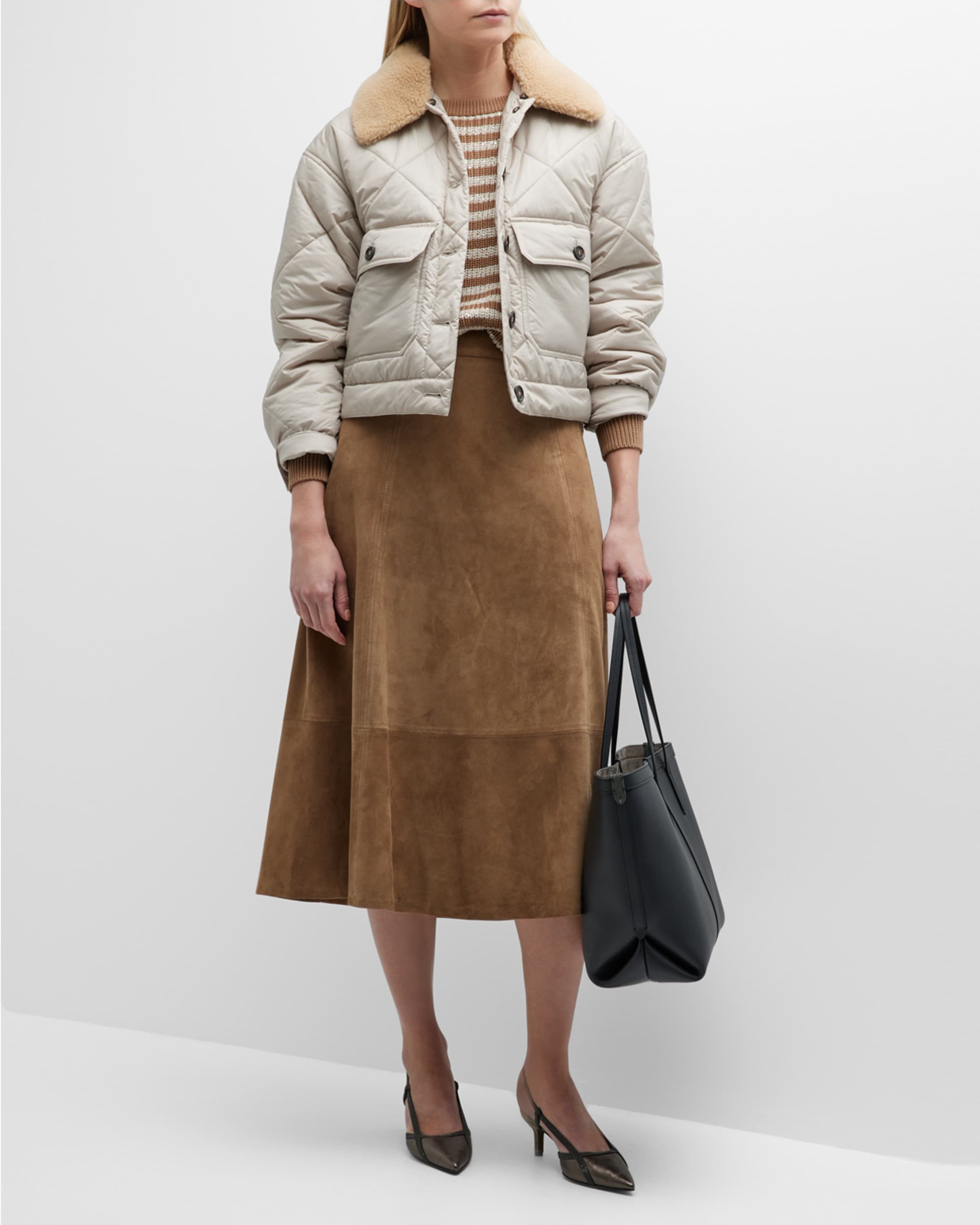 Brunello Cucinelli o1y0825 Crewneck Sweater in Camel/White Size M / US 6-8 / IT 42-44 - 5 Thumbnail