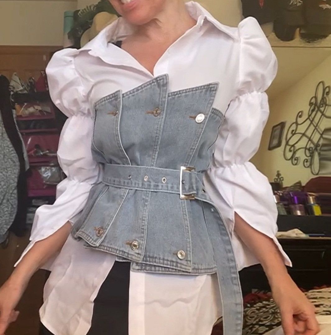 Designer × Other NWT, Lavishly Paris Luxury Double Breasted Denim Corset Size M / US 6-8 / IT 42-44 - 11 Thumbnail