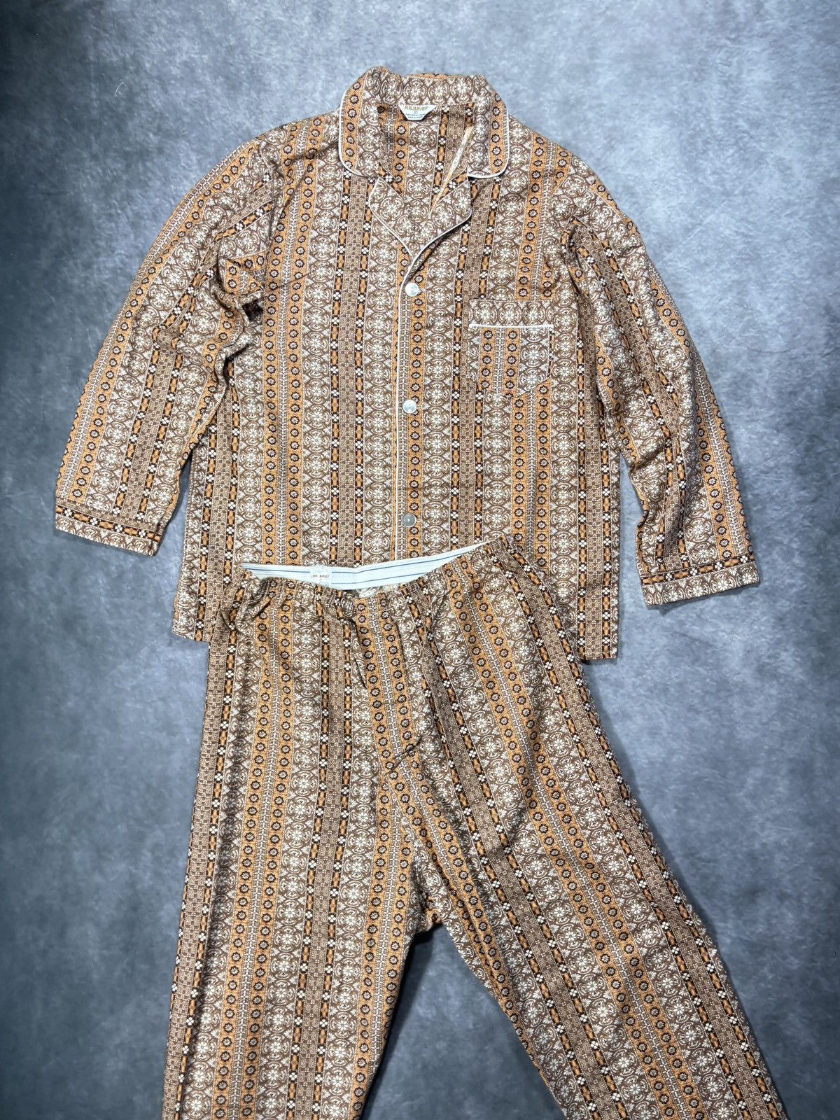 Vintage True Vintage Pajama Set 60s 1970s Matching 2pc Sleep Suit Size US 32 / EU 48 - 2 Thumbnail
