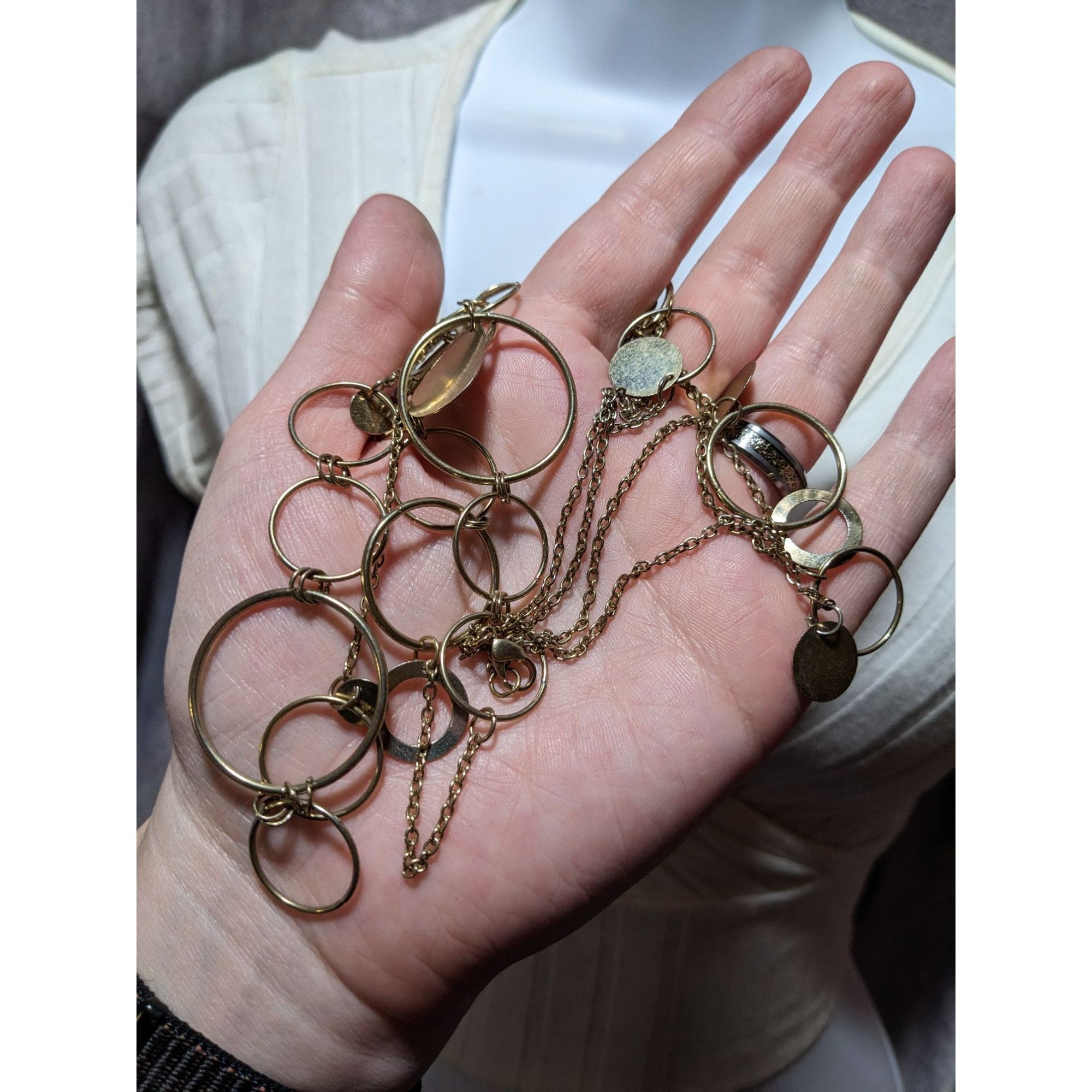 Other Retro Mod Gold Chain Hoop And Charm Necklace Size ONE SIZE - 5 Thumbnail