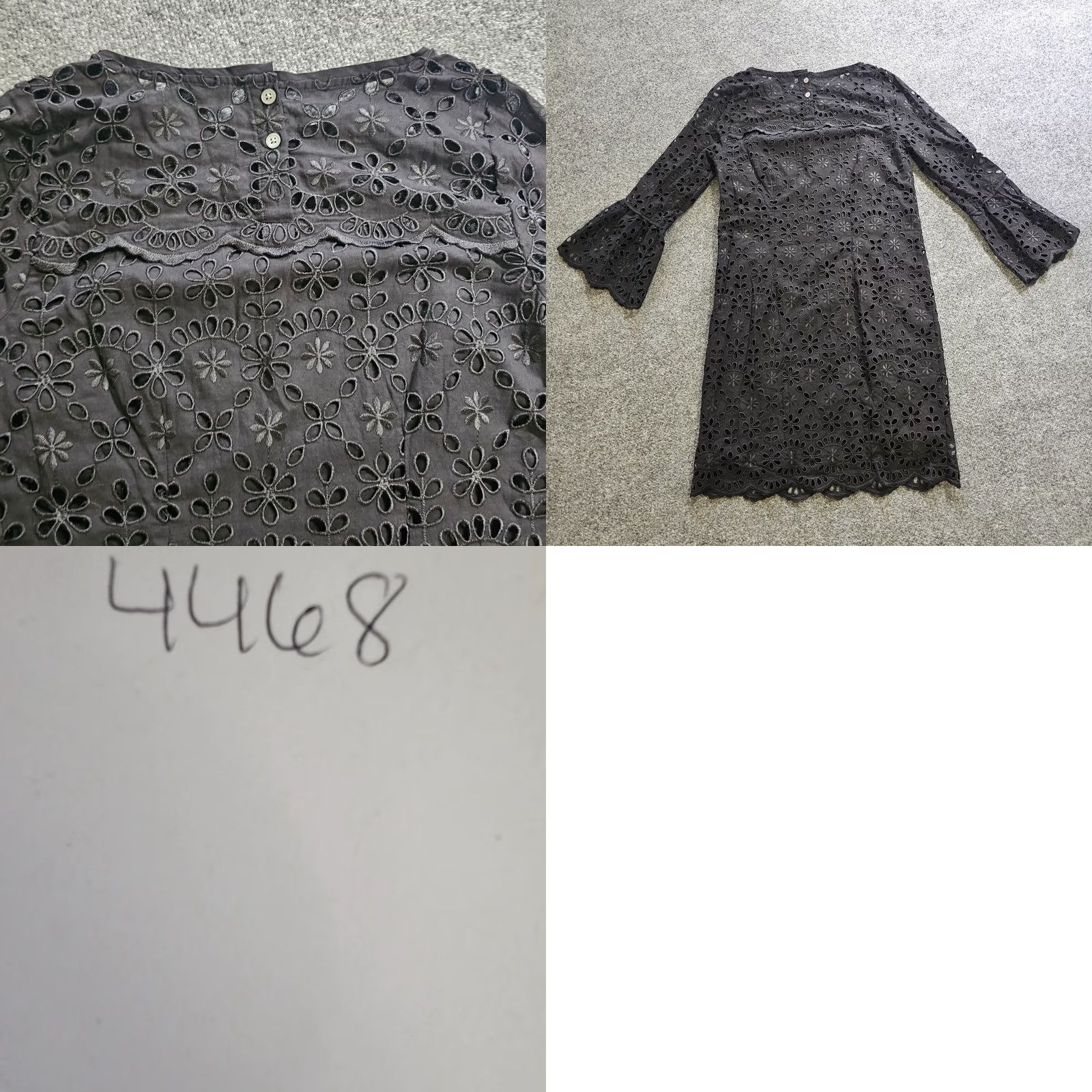 J.Crew J.CREW Dress Womens 0 Black Eyelet Lace 3/4 Bell Sleeve Cocktail LBD Date Night Dress Size XS / US 0-2 / IT 36-38 - 8 Thumbnail