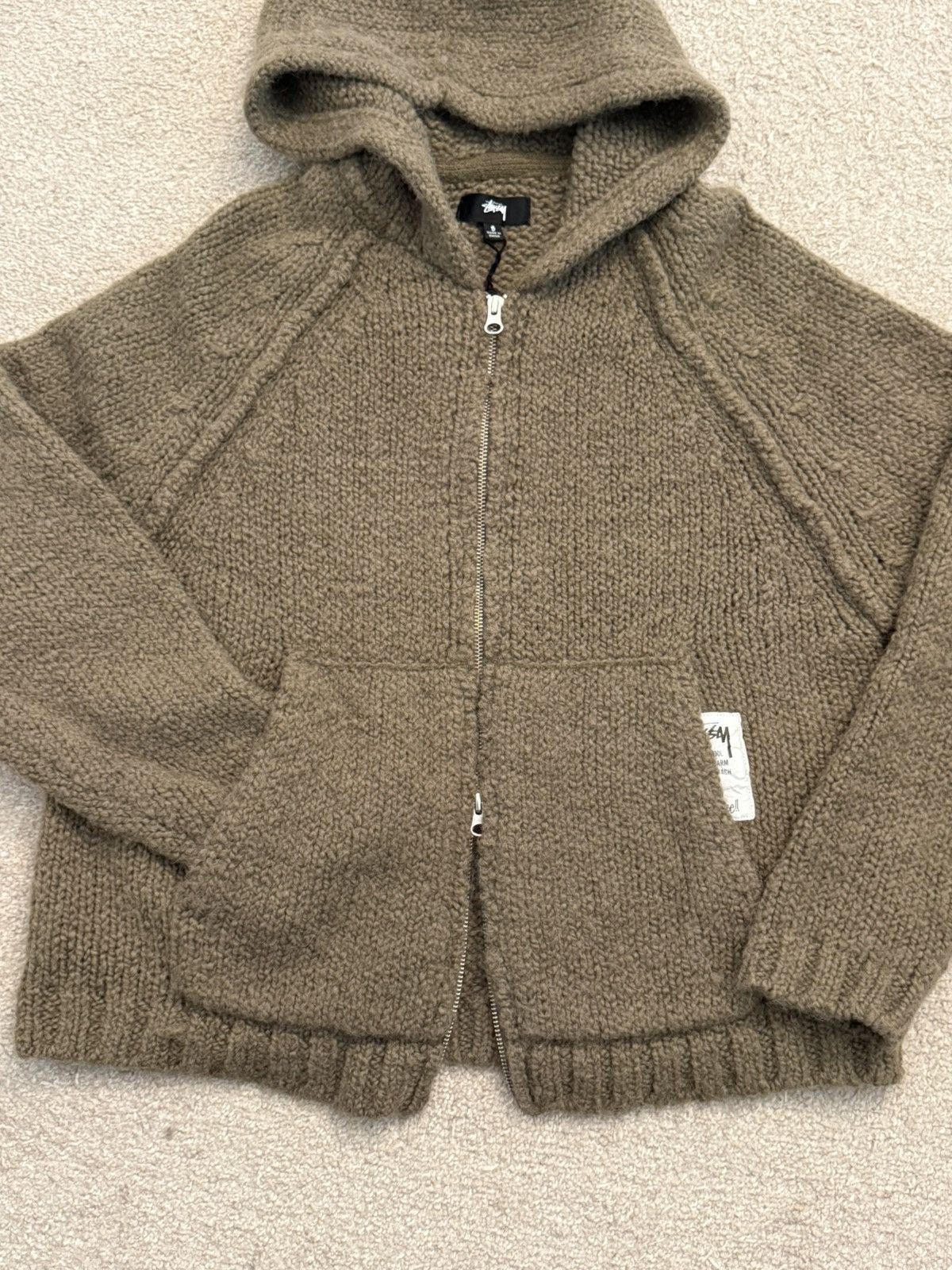 Stussy Stussy Chunky Knit Zip Hoodie (Fossil) Size US S / EU 44-46 / 1 - 1 Thumbnail