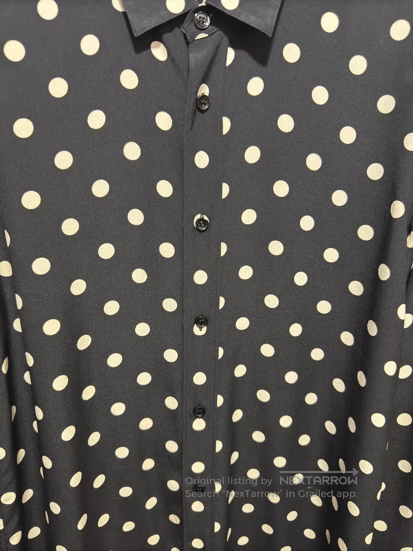 Saint Laurent Paris Black Polka Dot Long Sleeve Button-Up Shirt. Size US XXS / EU 40 - 3 Thumbnail