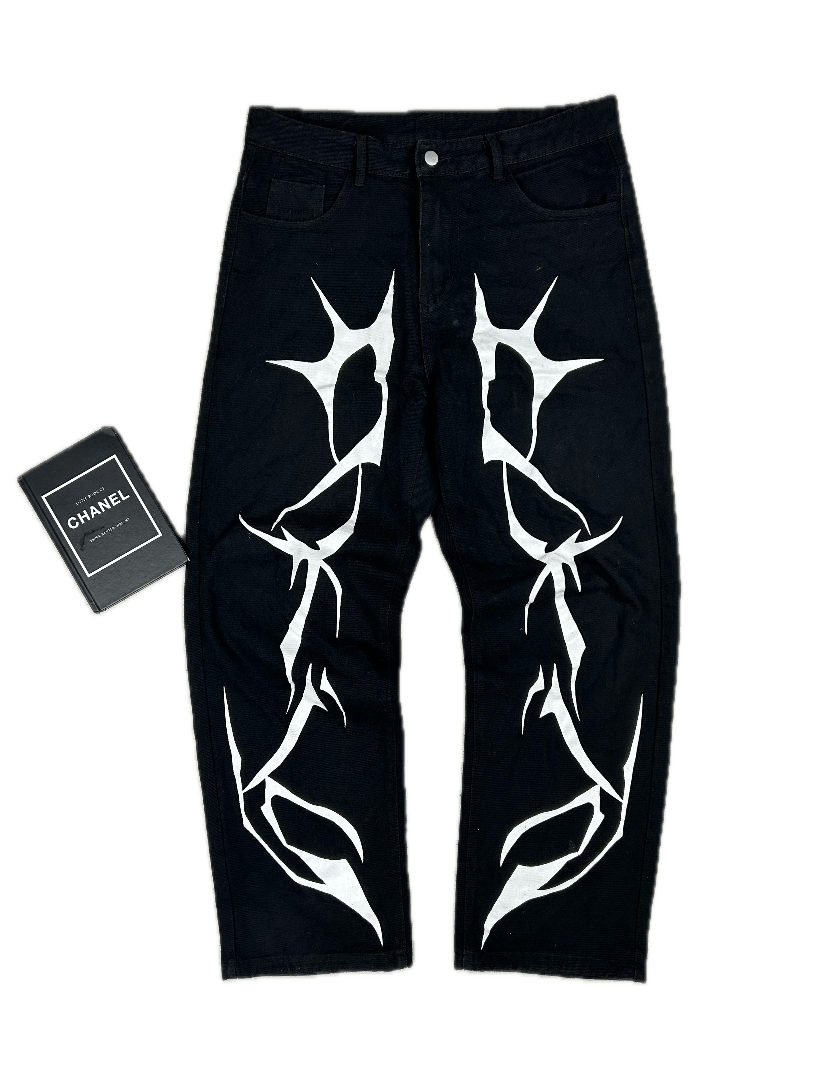 JNCO × Japanese Brand Streetwear Baggy Jeans Skeleton Black Crazy SK8 AOP Drill Size US 32 / EU 48 - 1 Thumbnail