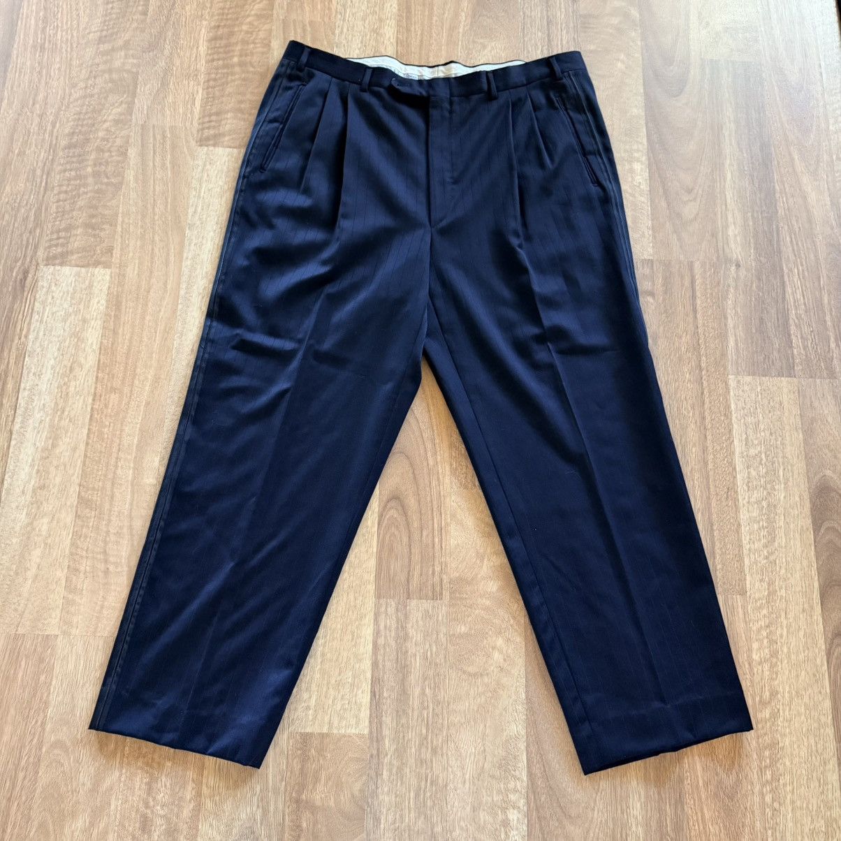 Ravazzolo Wool Tuxedo Stripe Pinstripe Trousers 54R